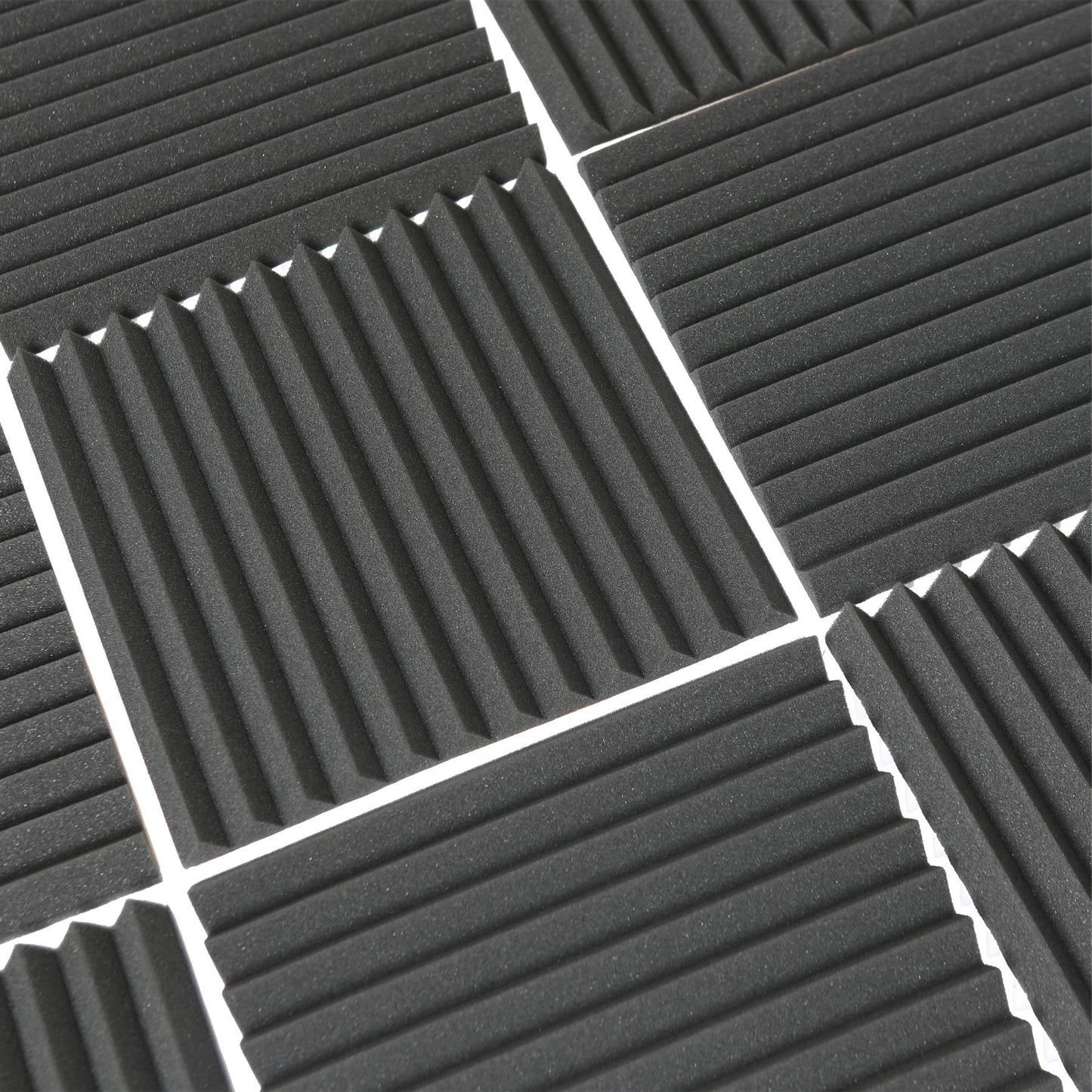 Square Foam Acoustic Panels - 2.5 x 30 x 30cm - Black - Pack of 12
