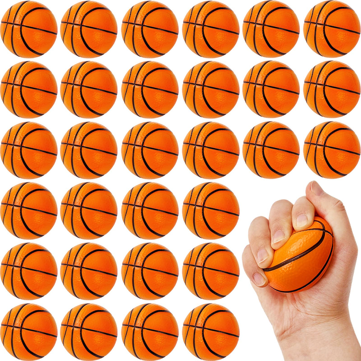 Baaxxango 30-Pack 2.5-Inch Mini Foam Basketballs – Soft Squeeze Balls for Parties & Stress Relief