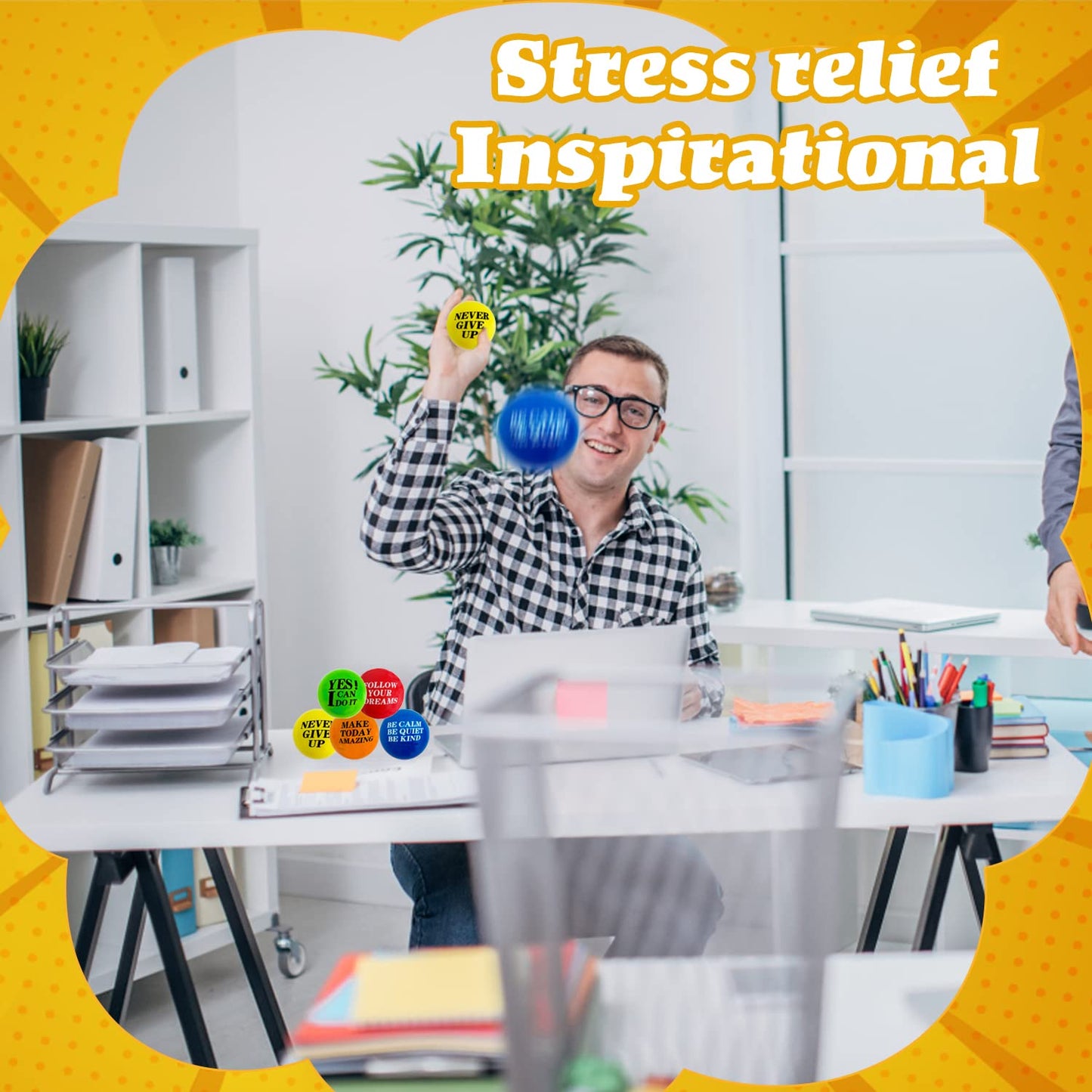 Baaxxango 20 Pcs Motivational Stress Balls – Colorful Foam Hand Exercise Balls