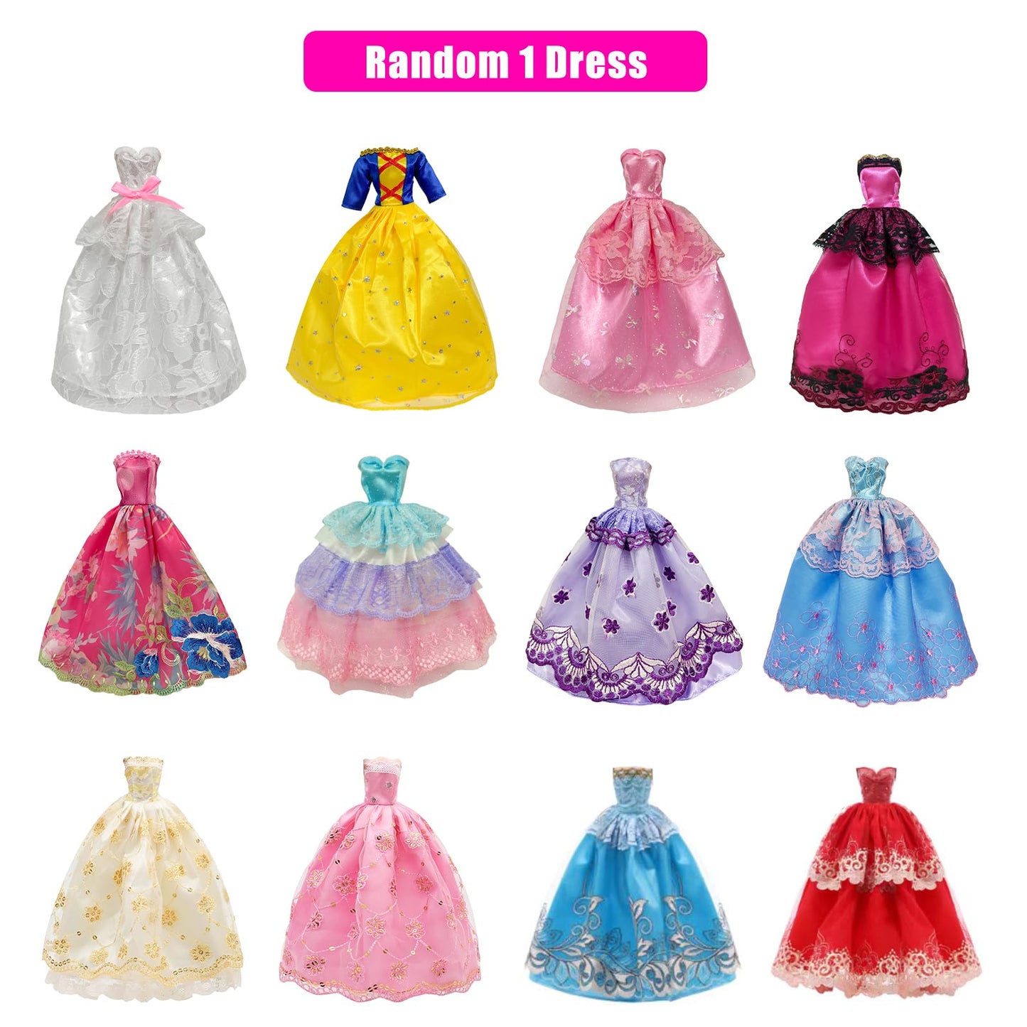 Babeilei 19 Pcs Doll Clothes & Accessories for 11.5-Inch Dolls – Random Dresses & Outfits