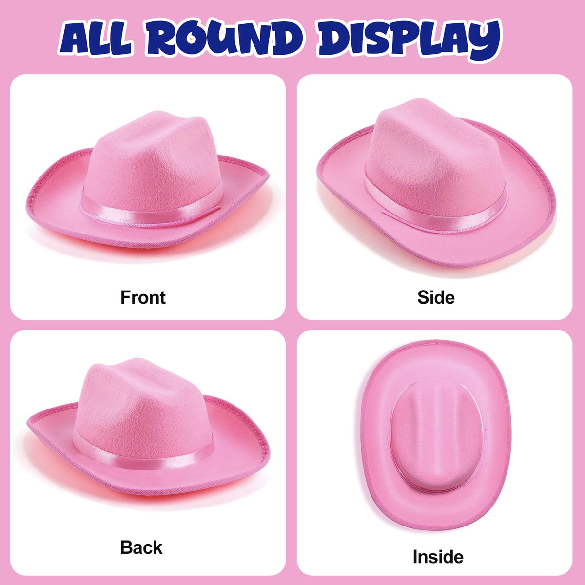 Babelshar Toddler Cowboy Hat & Bandana – Pink Felt Western Set for 3–8 Kids