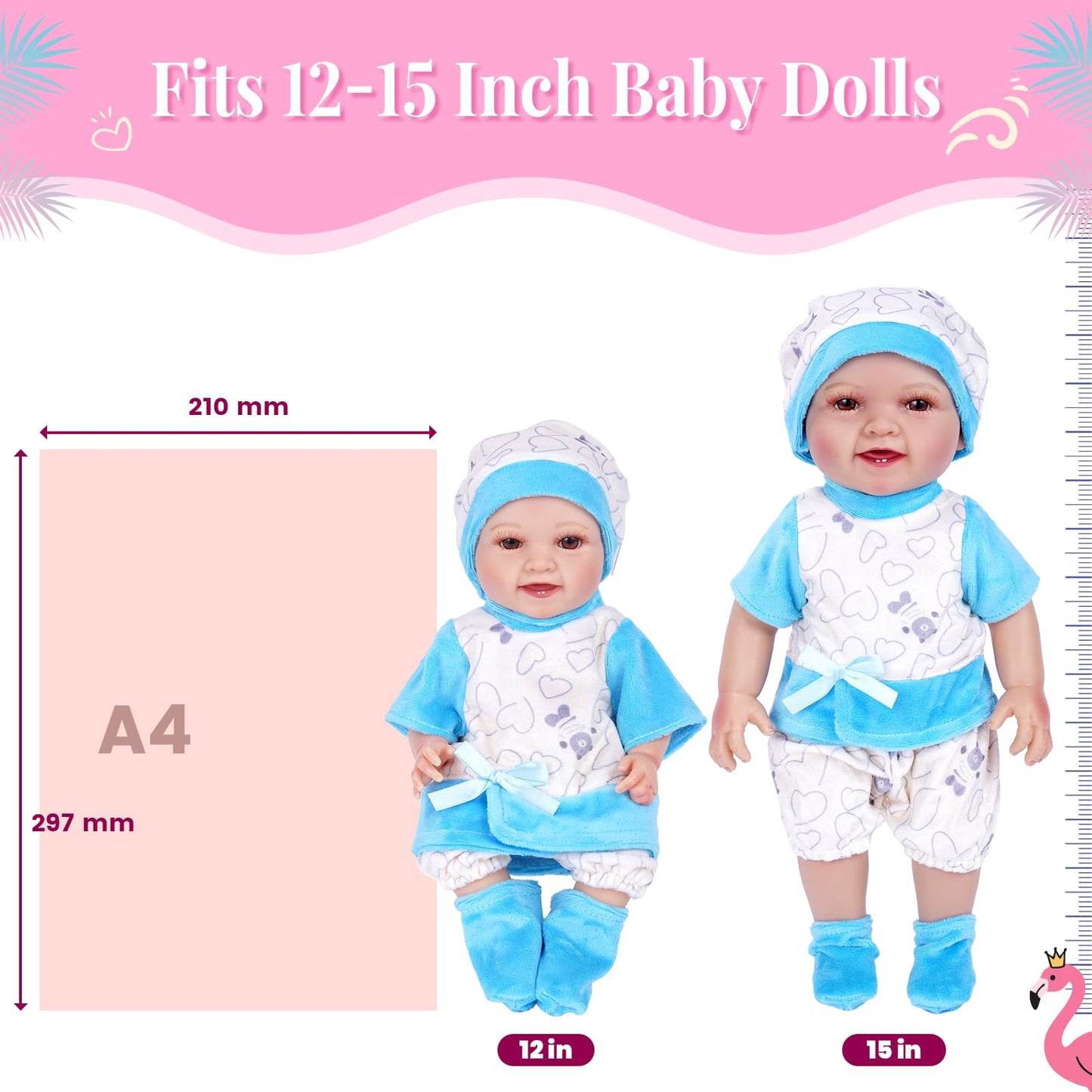 BABESIDE 14-Piece Doll Clothes Set for 12-15 Inch Baby Dolls – Hats, Onesies & More