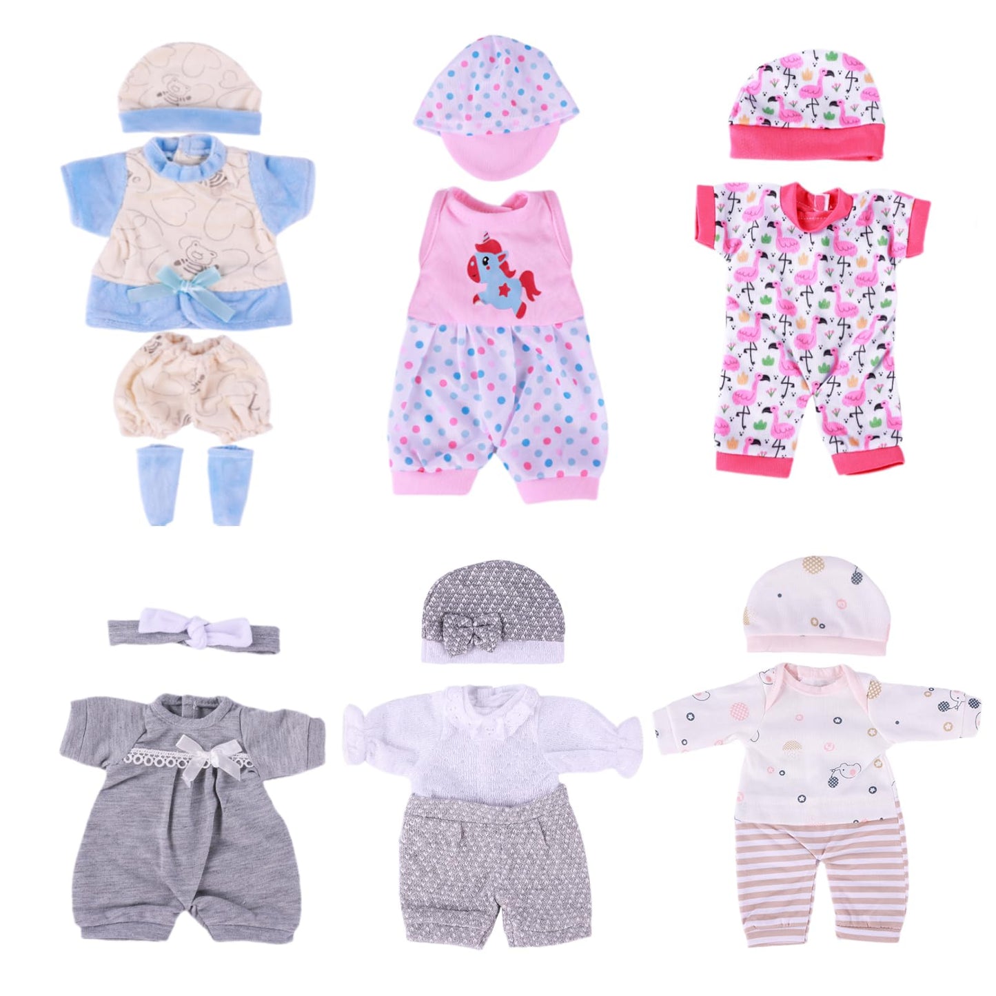 BABESIDE 14-Piece Doll Clothes Set for 12-15 Inch Baby Dolls – Hats, Onesies & More