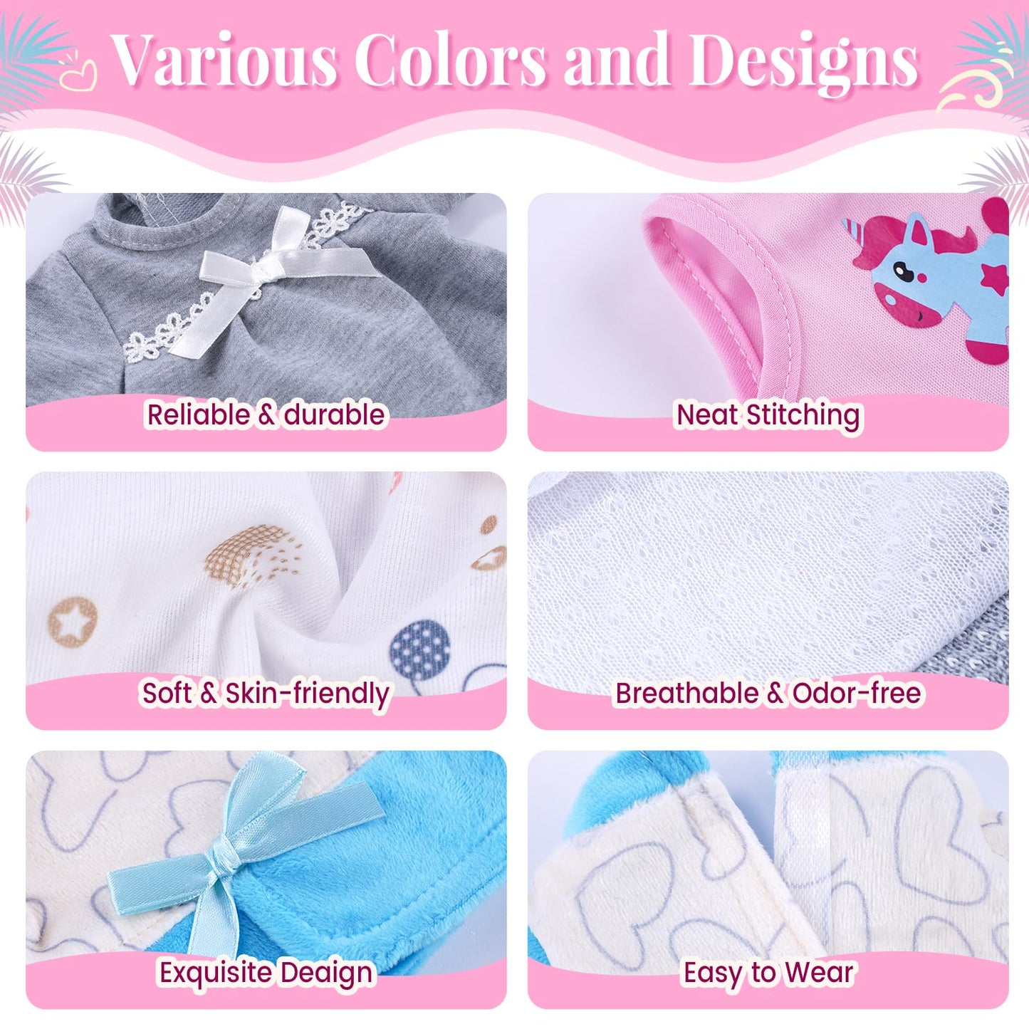 BABESIDE 14-Piece Doll Clothes Set for 12-15 Inch Baby Dolls – Hats, Onesies & More