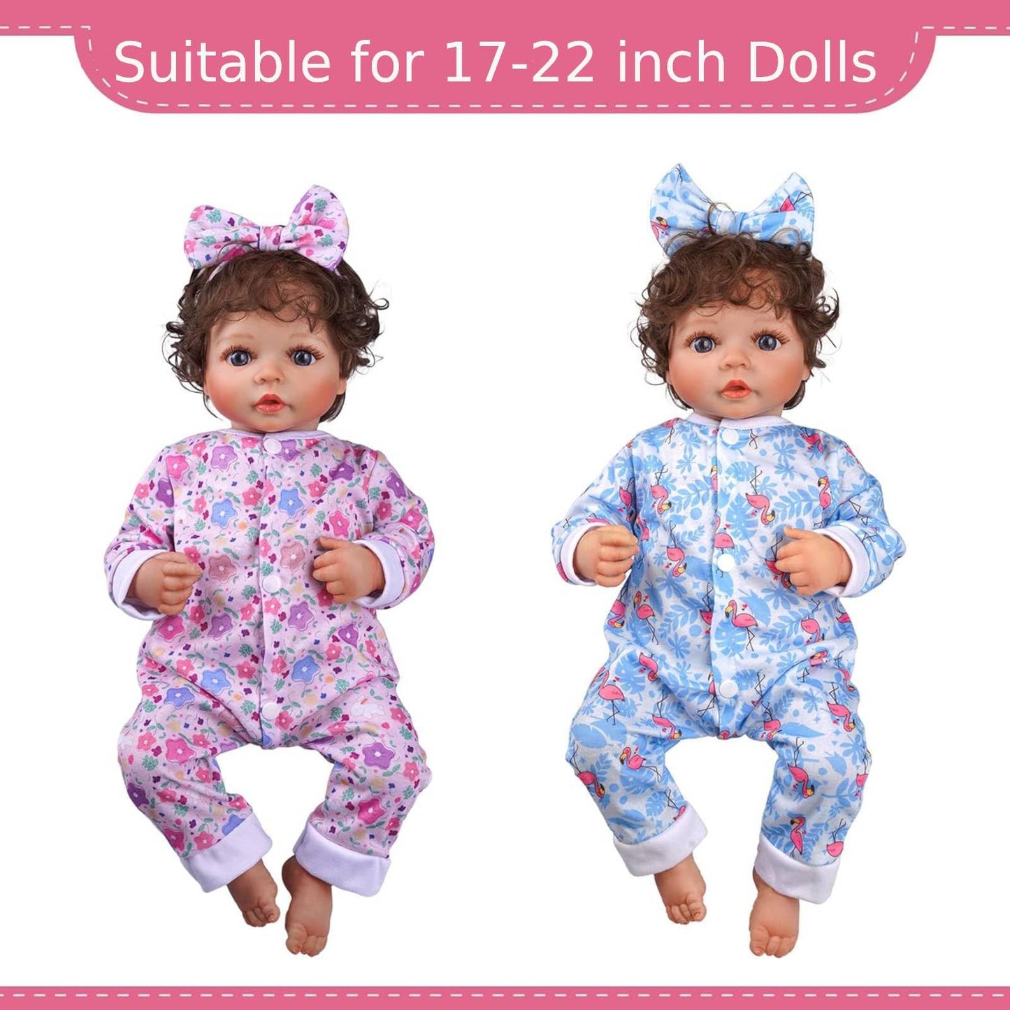 BABESIDE Reborn Doll Clothes for 17-22 Inch Dolls — 10-Piece Rompers + Headbands Set