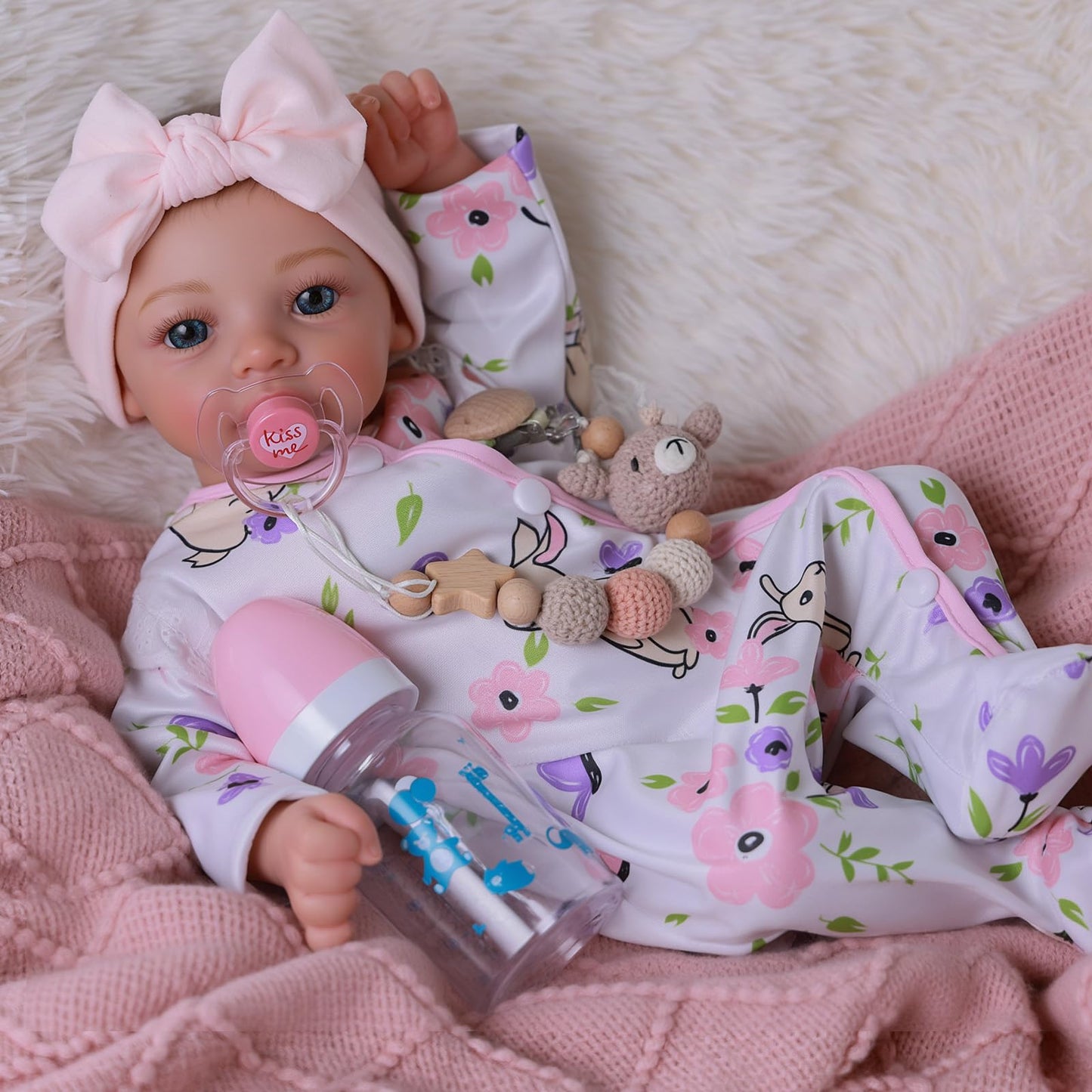 BABESIDE 18-Inch Reborn Baby Doll Girl – Realistic Silicone Doll with Bunny Outfit & Accessories