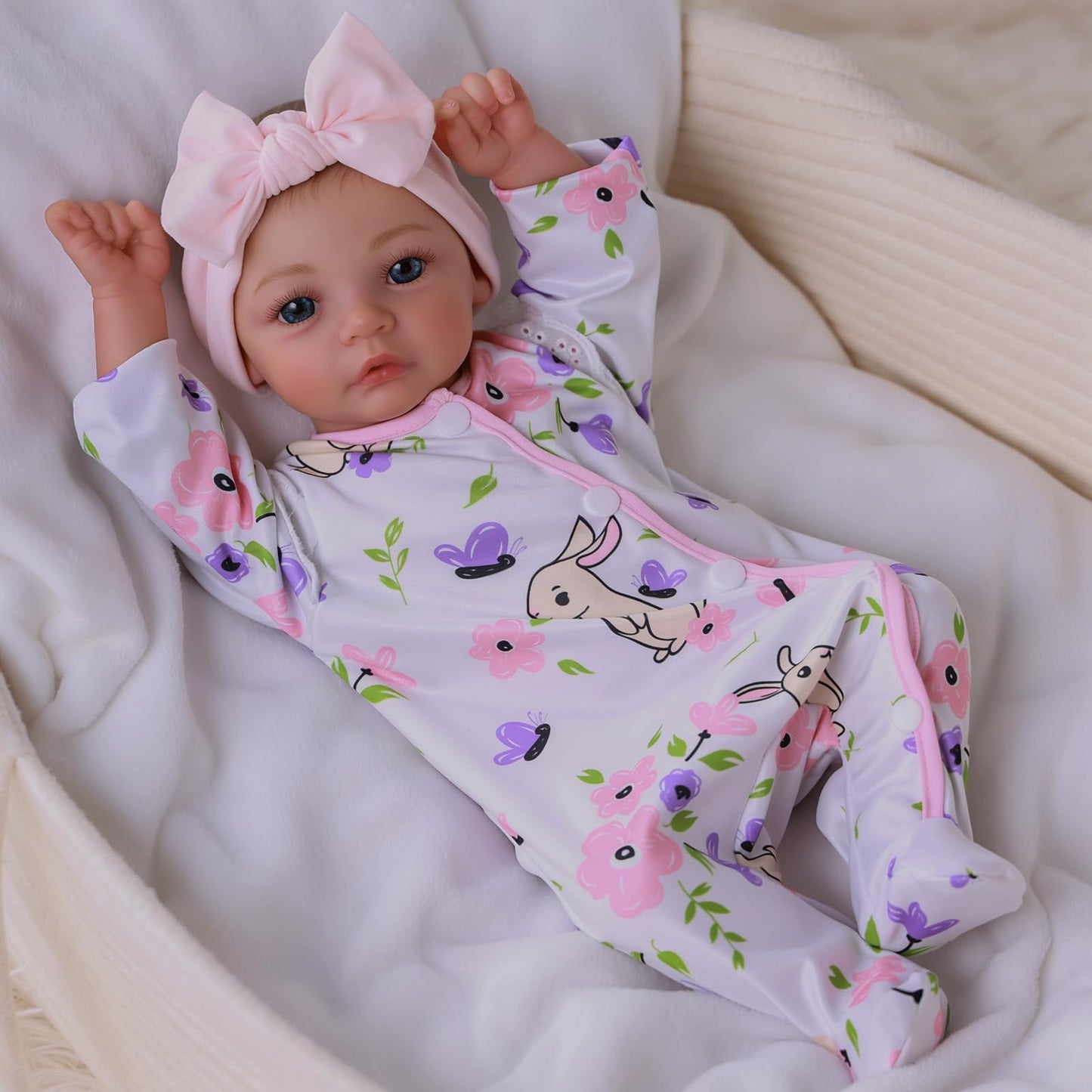 BABESIDE 18-Inch Reborn Baby Doll Girl – Realistic Silicone Doll with Bunny Outfit & Accessories
