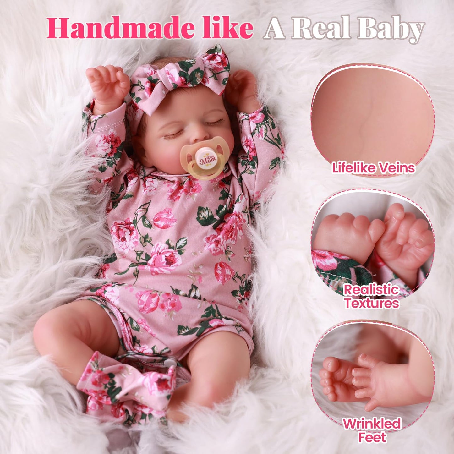 BABESIDE Lifelike Reborn Baby Doll – 20-Inch Sleeping Realistic Newborn Girl with Accessories (3+)
