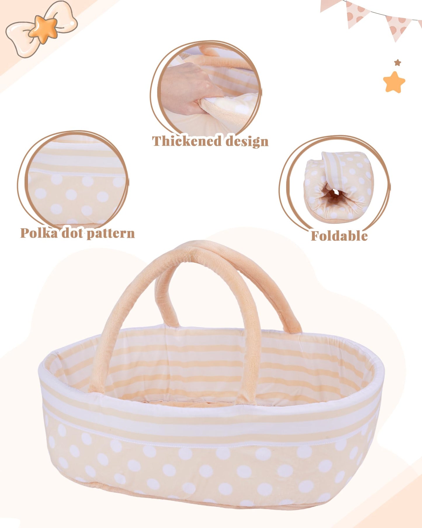 BABESIDE 8 PCS Reborn Doll Clothes Set with Bassinet for 17-22 Inch Dolls