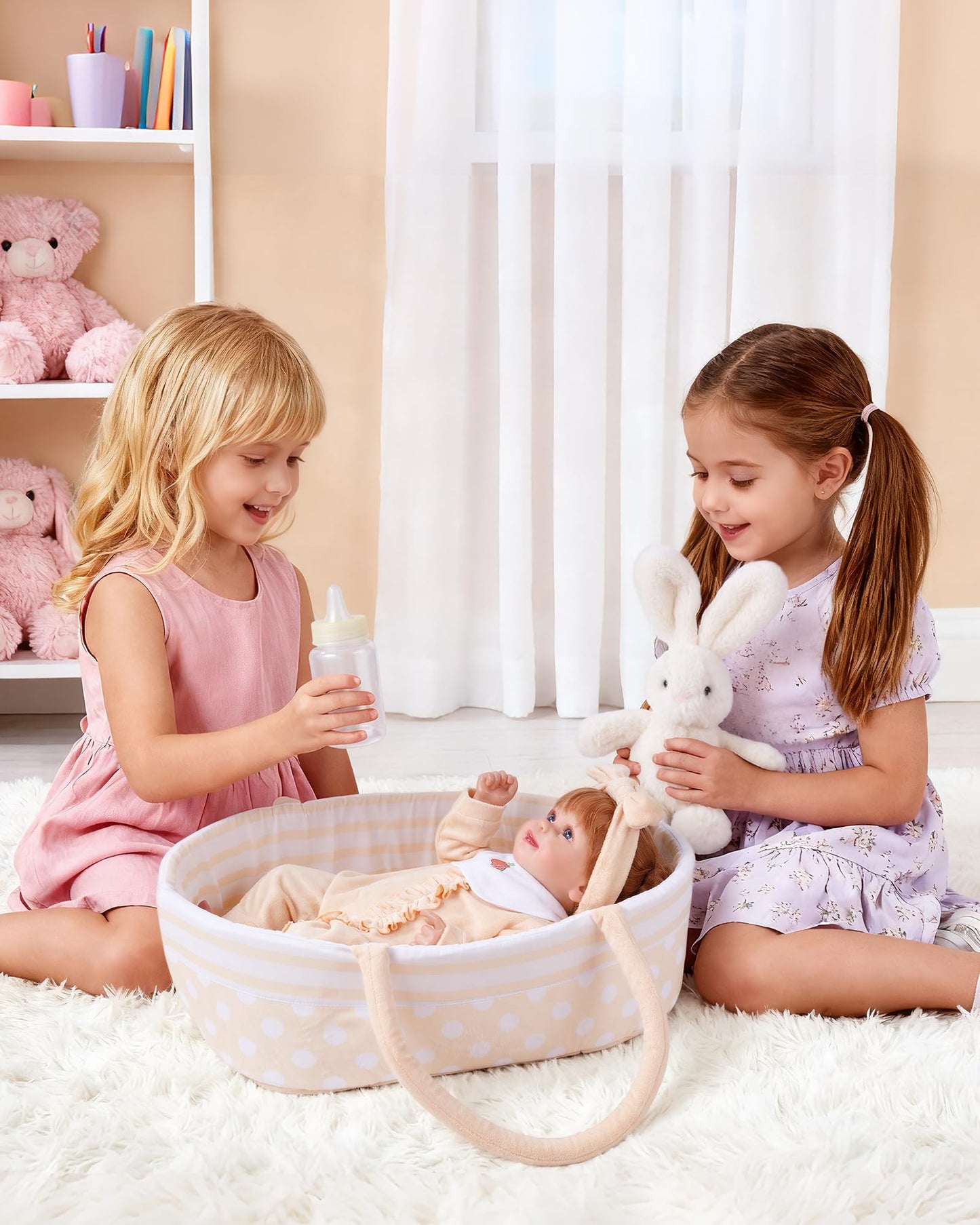 BABESIDE 8 PCS Reborn Doll Clothes Set with Bassinet for 17-22 Inch Dolls