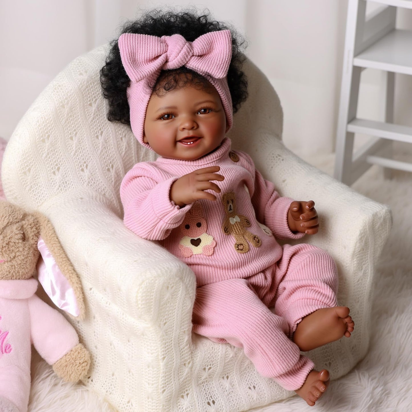 BABESIDE Lifelike Reborn Baby Doll – 17-Inch African American Cloth Body