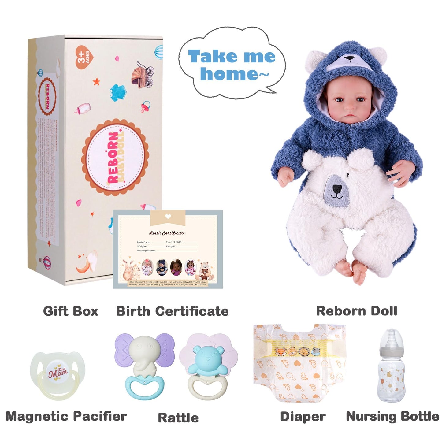 BABESIDE Aiden 17-Inch Lifelike Reborn Baby Doll Boy – Realistic Cloth Soft Body