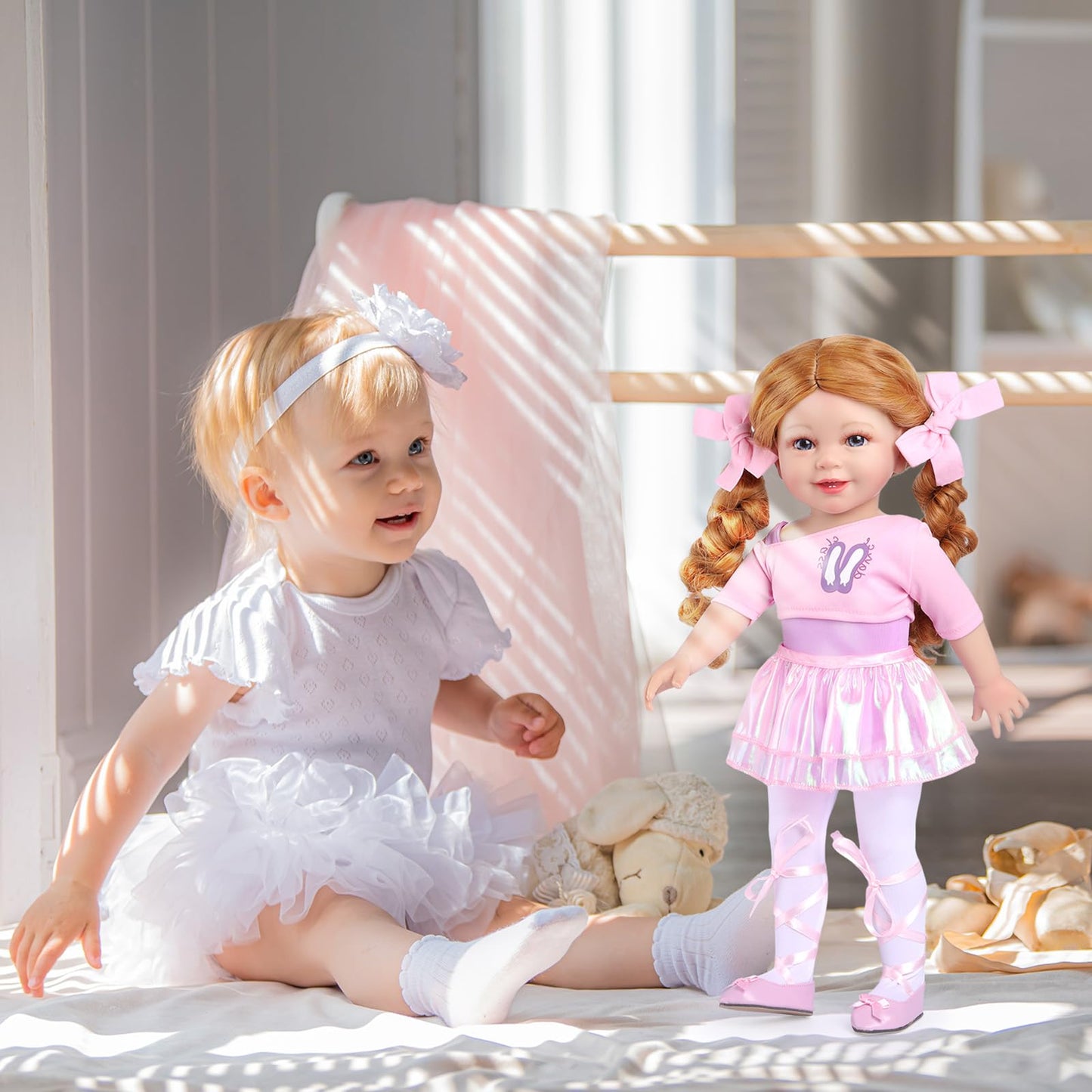 BABESIDE American 18-Inch Ballerina Doll – Blue Eyes, Golden-Red Hair, Ballet Dress & Accessories