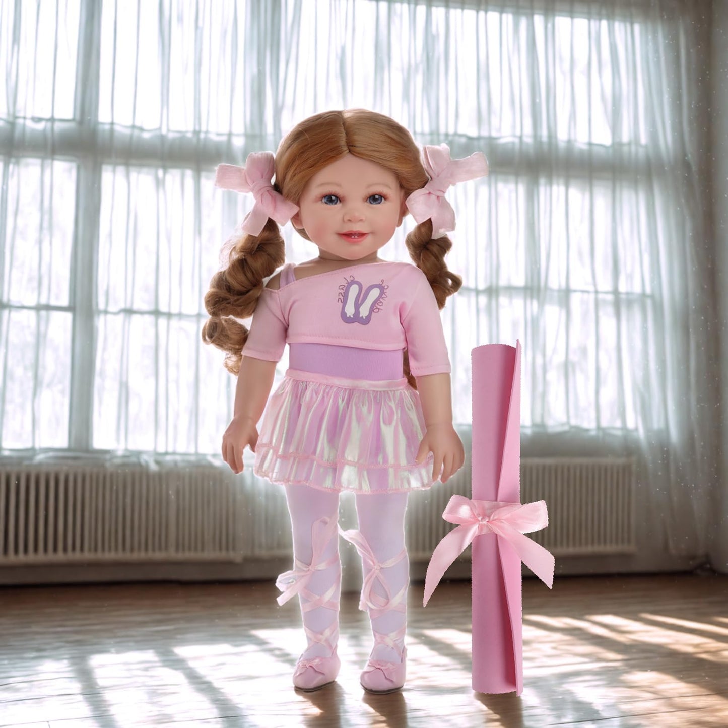 BABESIDE American 18-Inch Ballerina Doll – Blue Eyes, Golden-Red Hair, Ballet Dress & Accessories