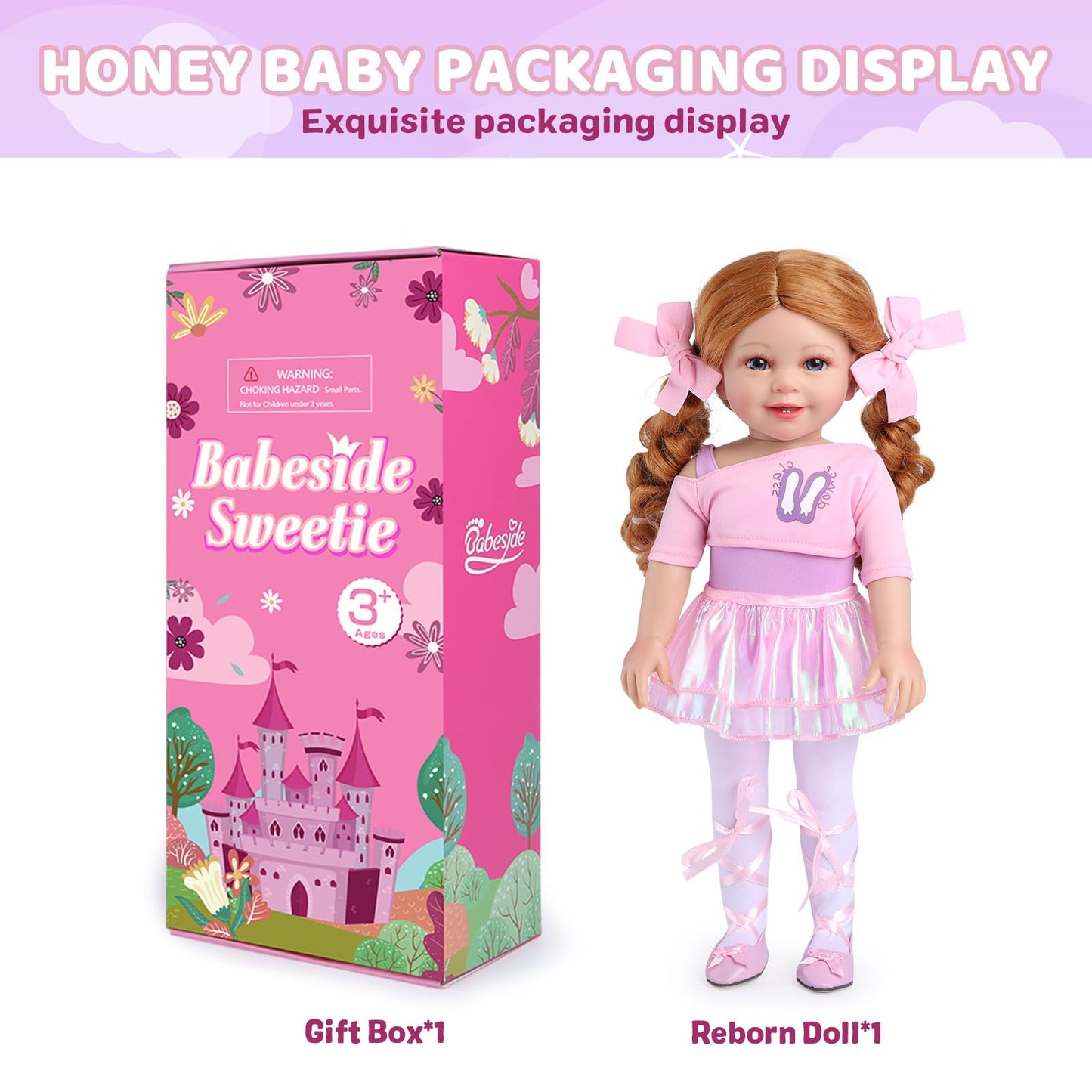 BABESIDE American 18-Inch Ballerina Doll – Blue Eyes, Golden-Red Hair, Ballet Dress & Accessories