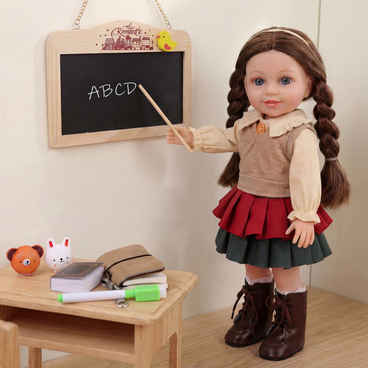 BABESIDE American Realistic 16-Inch Teacher Doll with Classroom Accessories