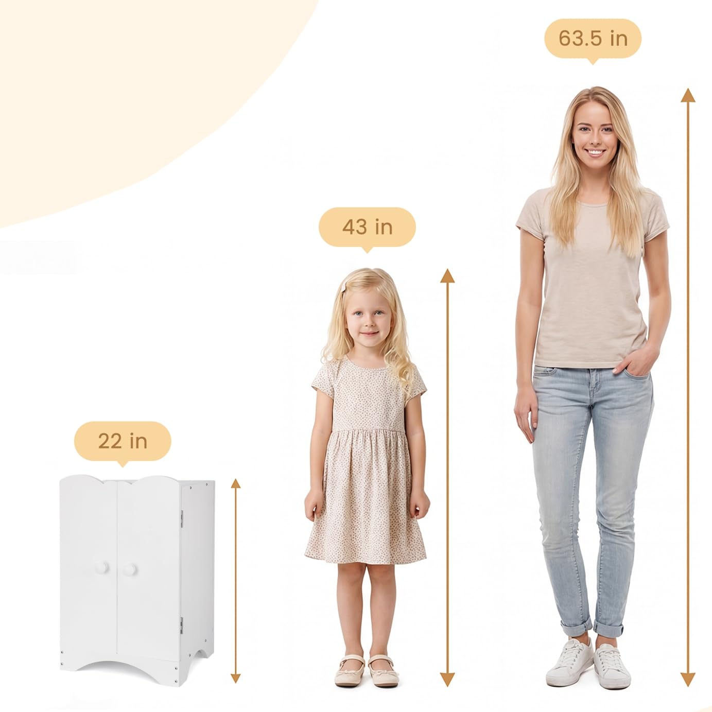 BABESIDE Wooden Doll Closet for 12-16 Inch Dolls | Wardrobe with 10 Hangers