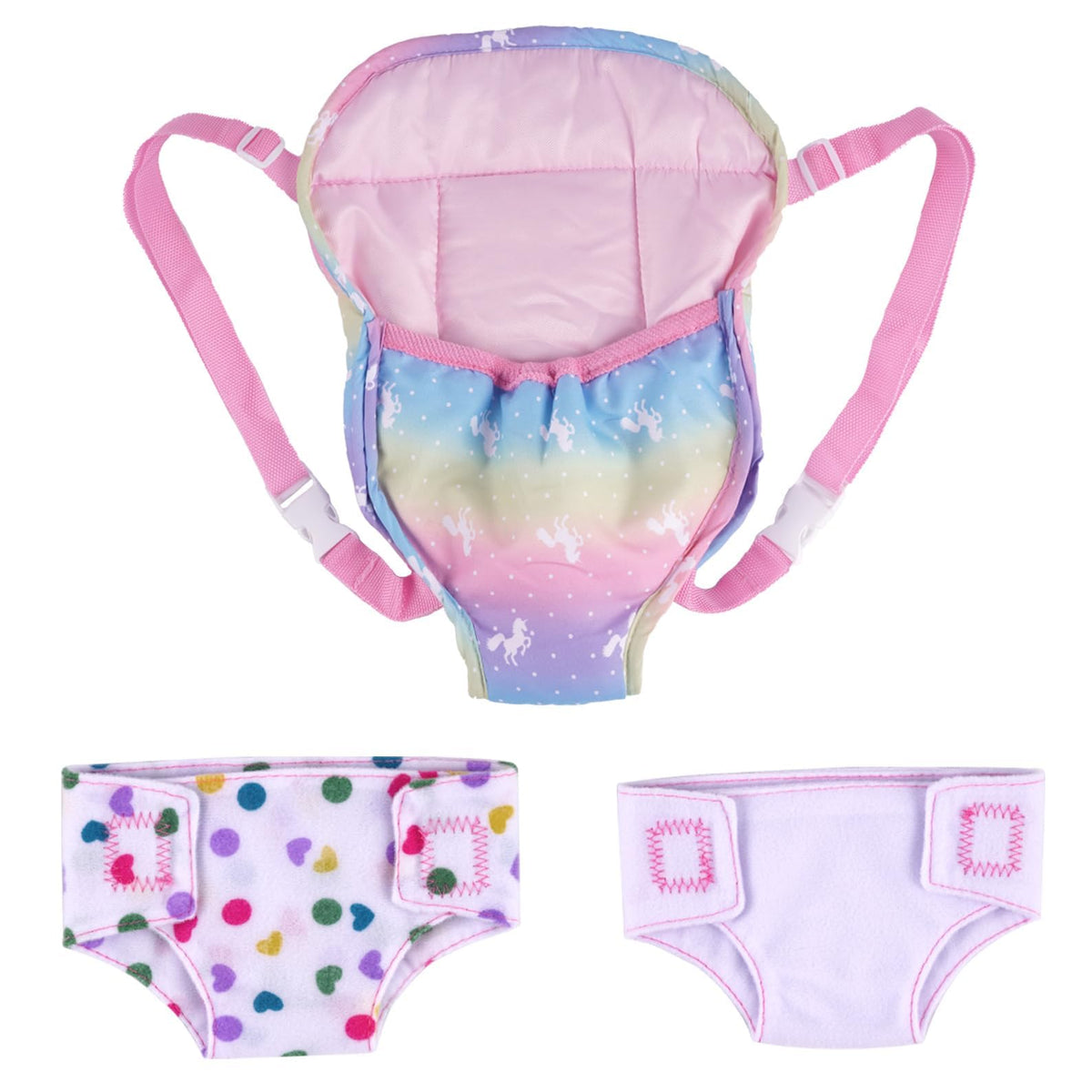 BABESIDE Baby Doll Carrier with 2 Diapers — 12-15 Inch Doll Accessories Set