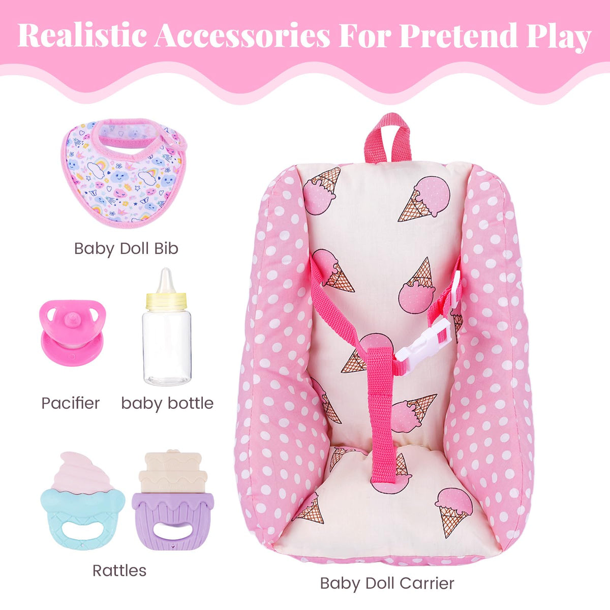 BABESIDE Baby Doll Carrier Set for 10–12 Inch Dolls – Realistic Accessories Pack
