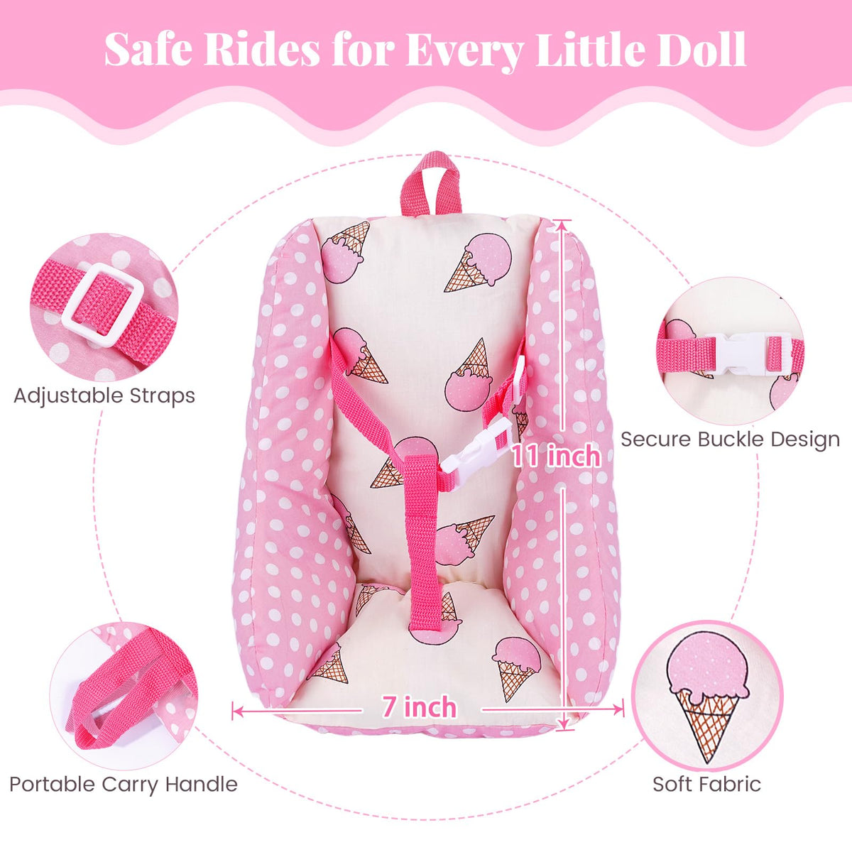 BABESIDE Baby Doll Carrier Set for 10–12 Inch Dolls – Realistic Accessories Pack