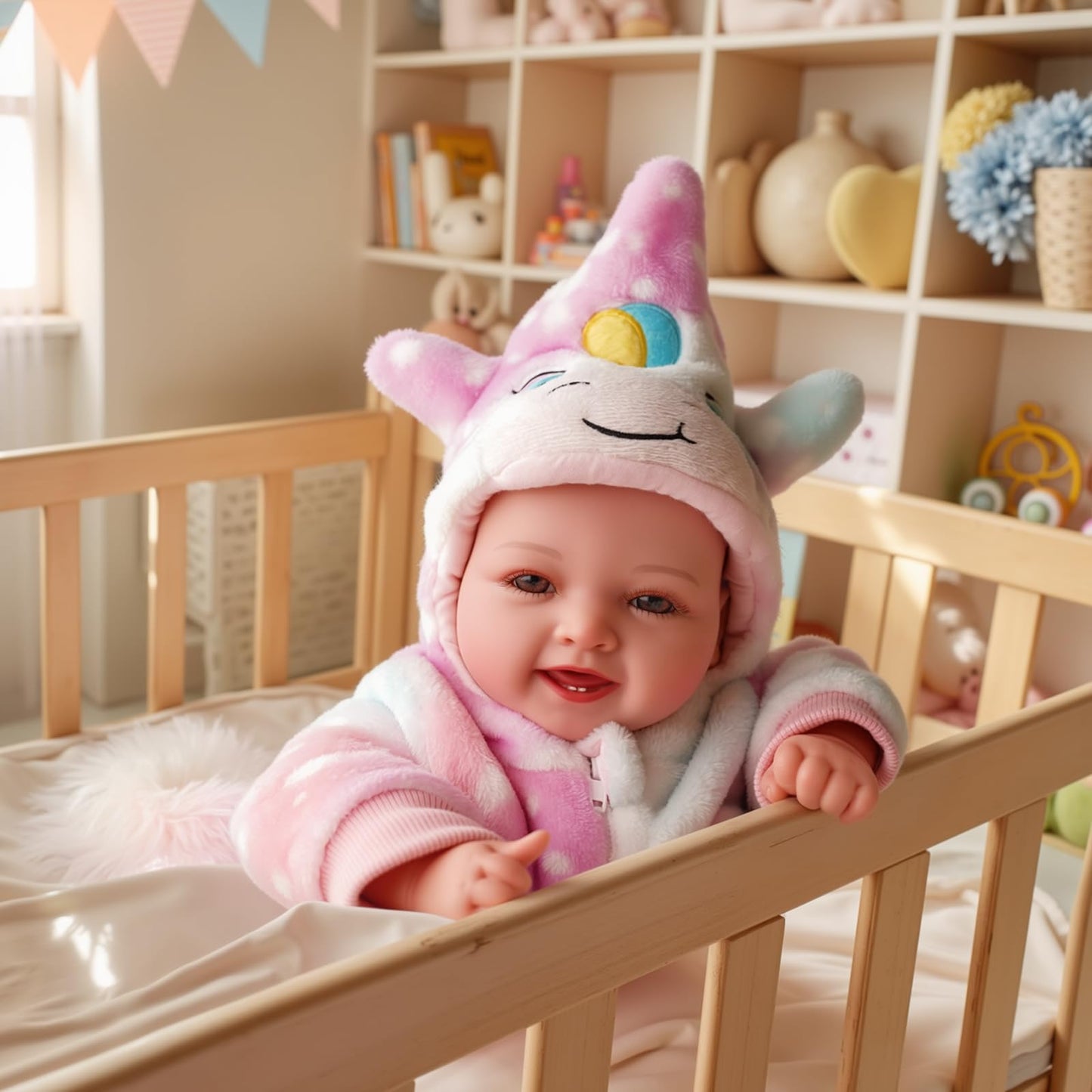 BABESIDE 17-Inch Twin Baby Dolls – Realistic Soft-Body Twins with Unicorn Outfits