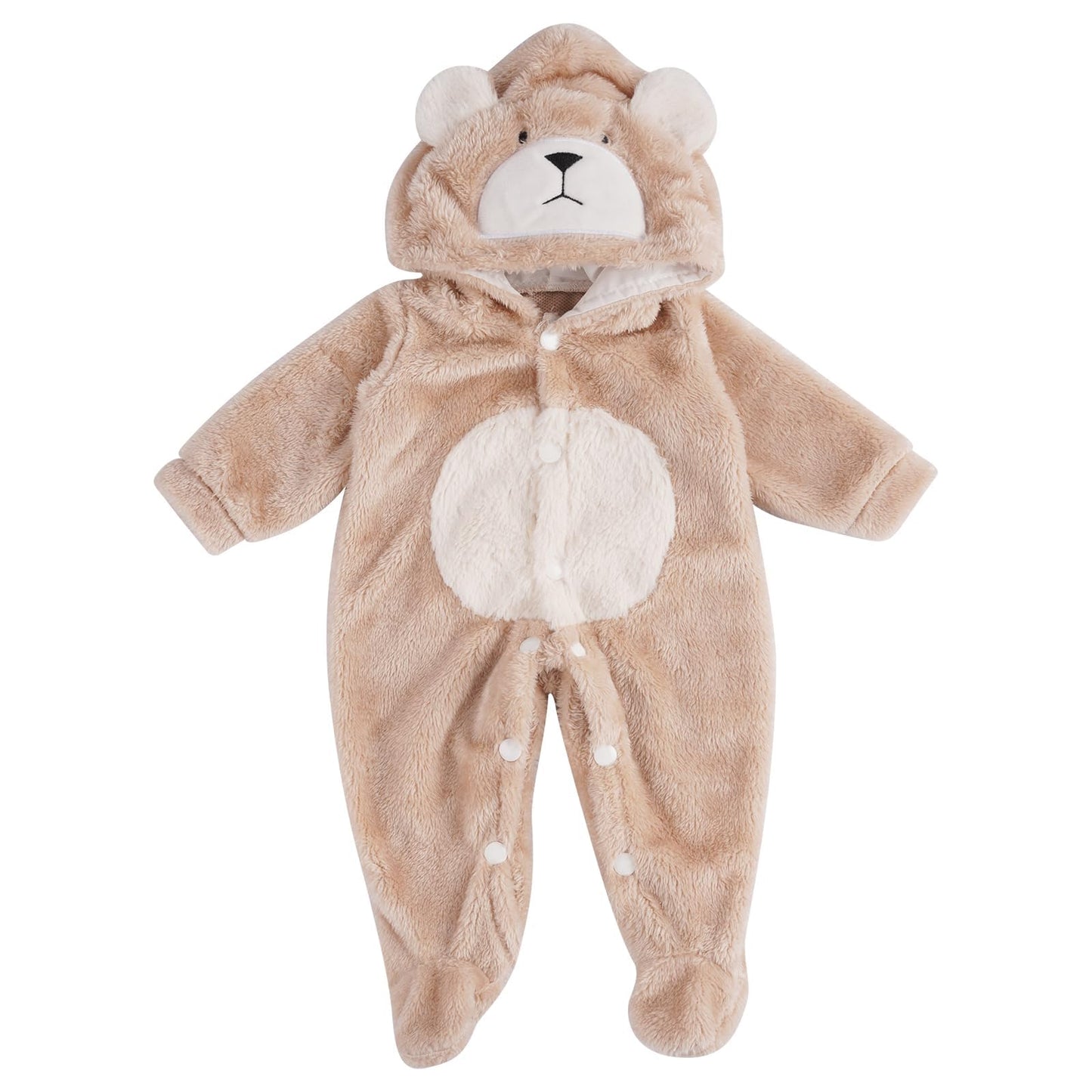 BABESIDE Reborn Baby Doll Clothes Set for 17-22 Inch Dolls — Khaki Bear Onesie & Hat