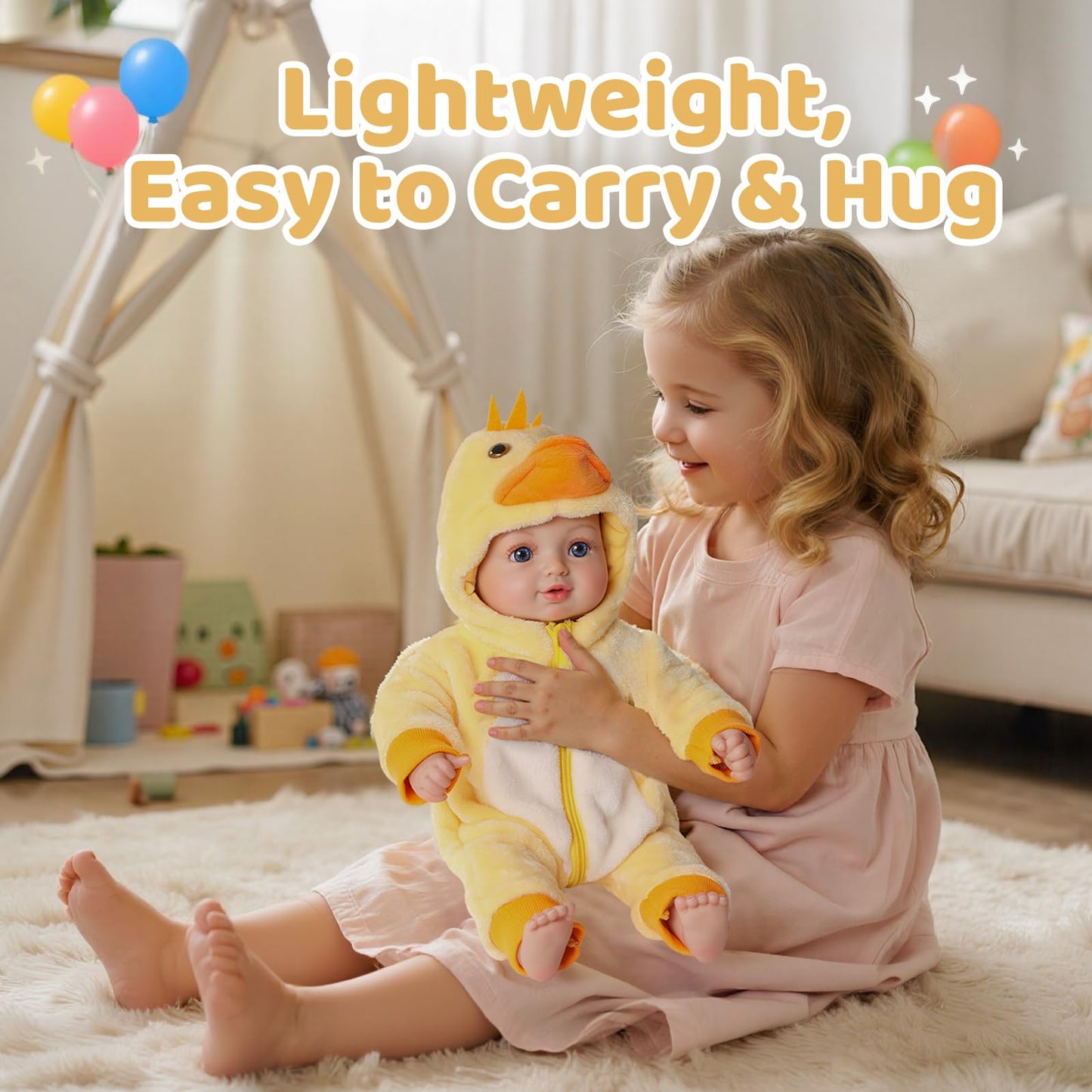 BABESIDE Value 5-Piece Realistic Baby Doll Set | 15-Inch Soft Body Doll & Accessories
