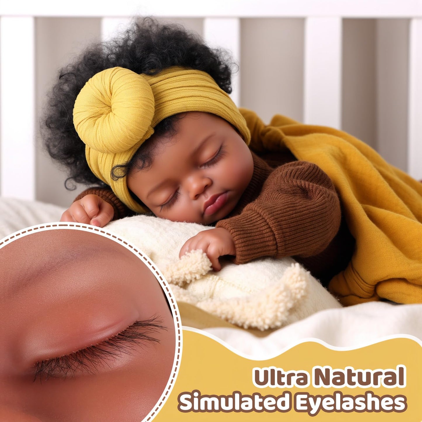 Babeside Black Reborn Doll 17in – Realistic Newborn with Feeding Kit
