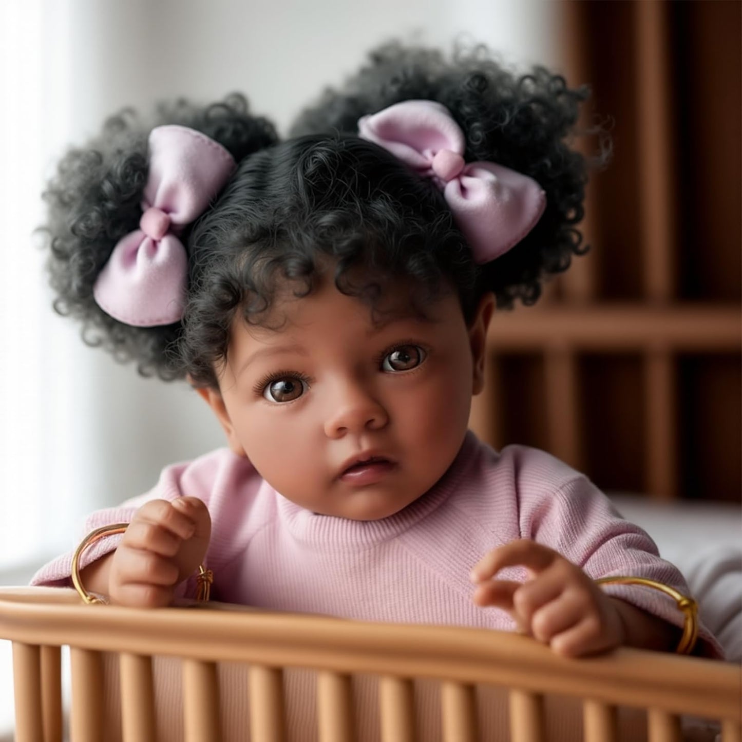 BABESIDE Lifelike Reborn Baby Doll – 20-Inch Black Girl, Soft Body