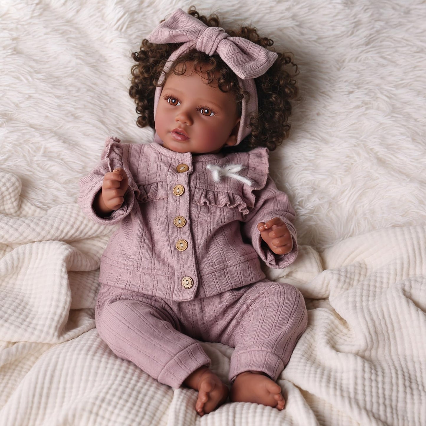 BABESIDE Callie 20-Inch Reborn Black Girl Doll – Realistic Soft-Body Baby Doll with Clothes