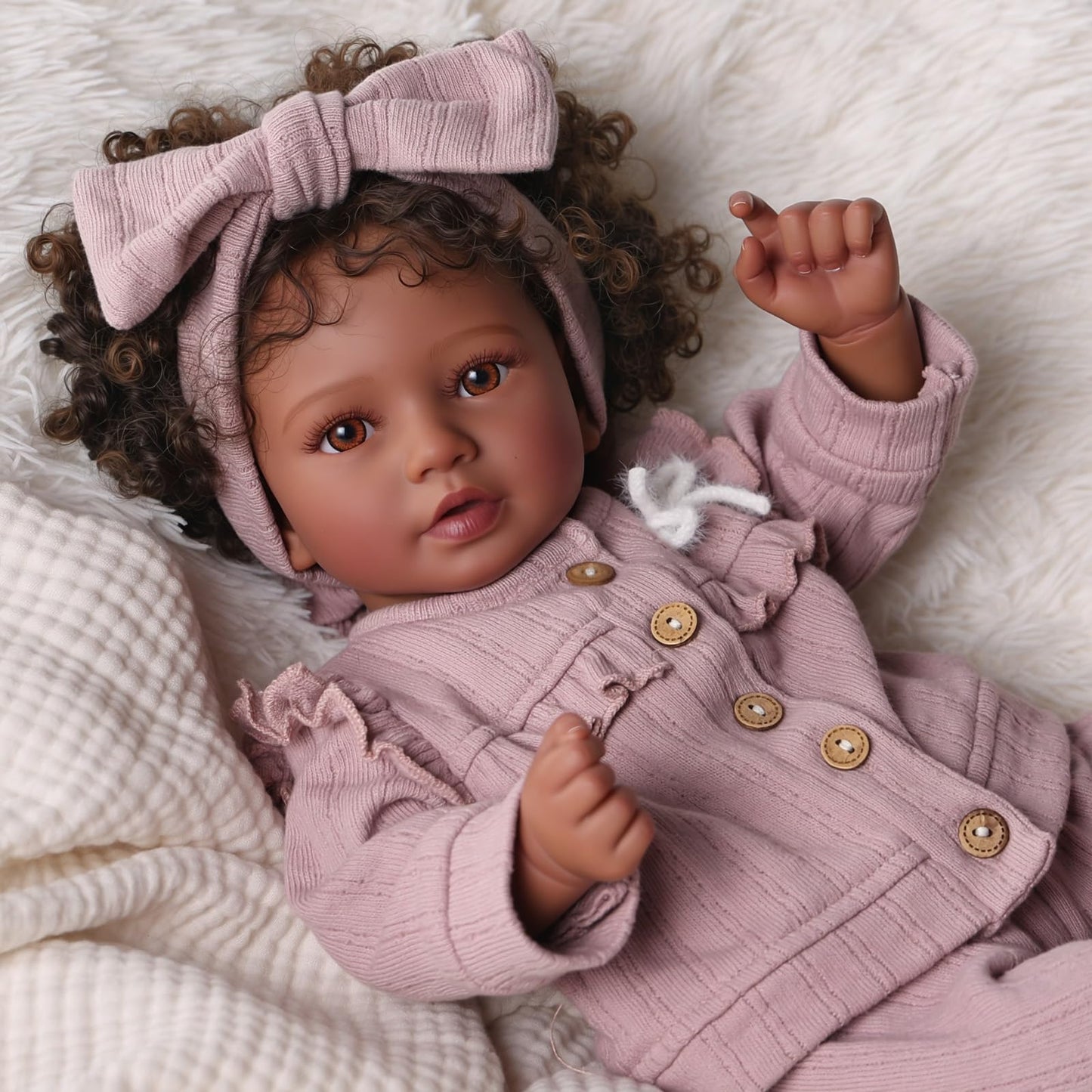 BABESIDE Callie 20-Inch Reborn Black Girl Doll – Realistic Soft-Body Baby Doll with Clothes