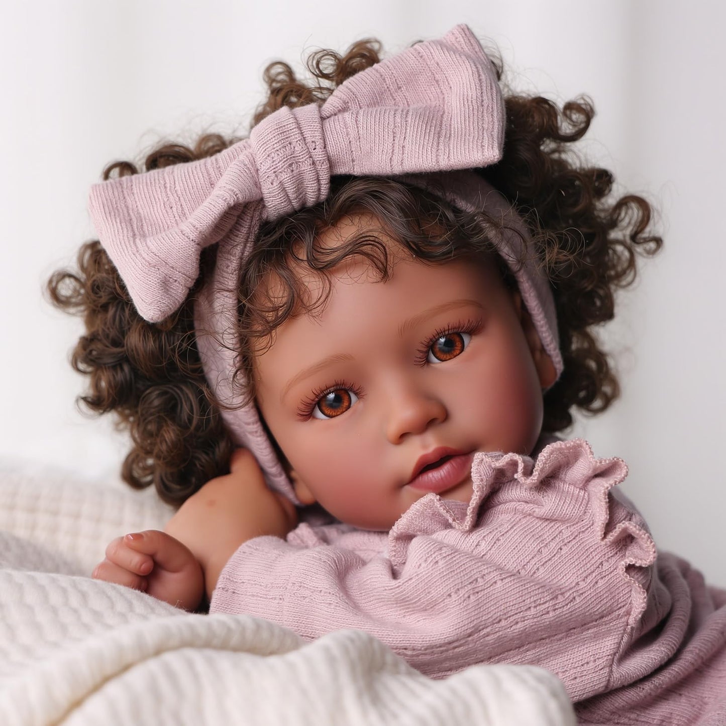 BABESIDE Callie 20-Inch Reborn Black Girl Doll – Realistic Soft-Body Baby Doll with Clothes