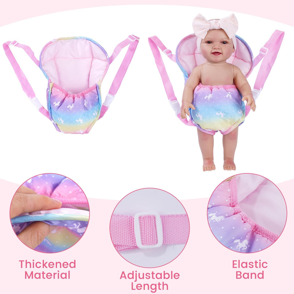 BABESIDE Baby Doll Carrier with 2 Diapers — 12-15 Inch Doll Accessories Set