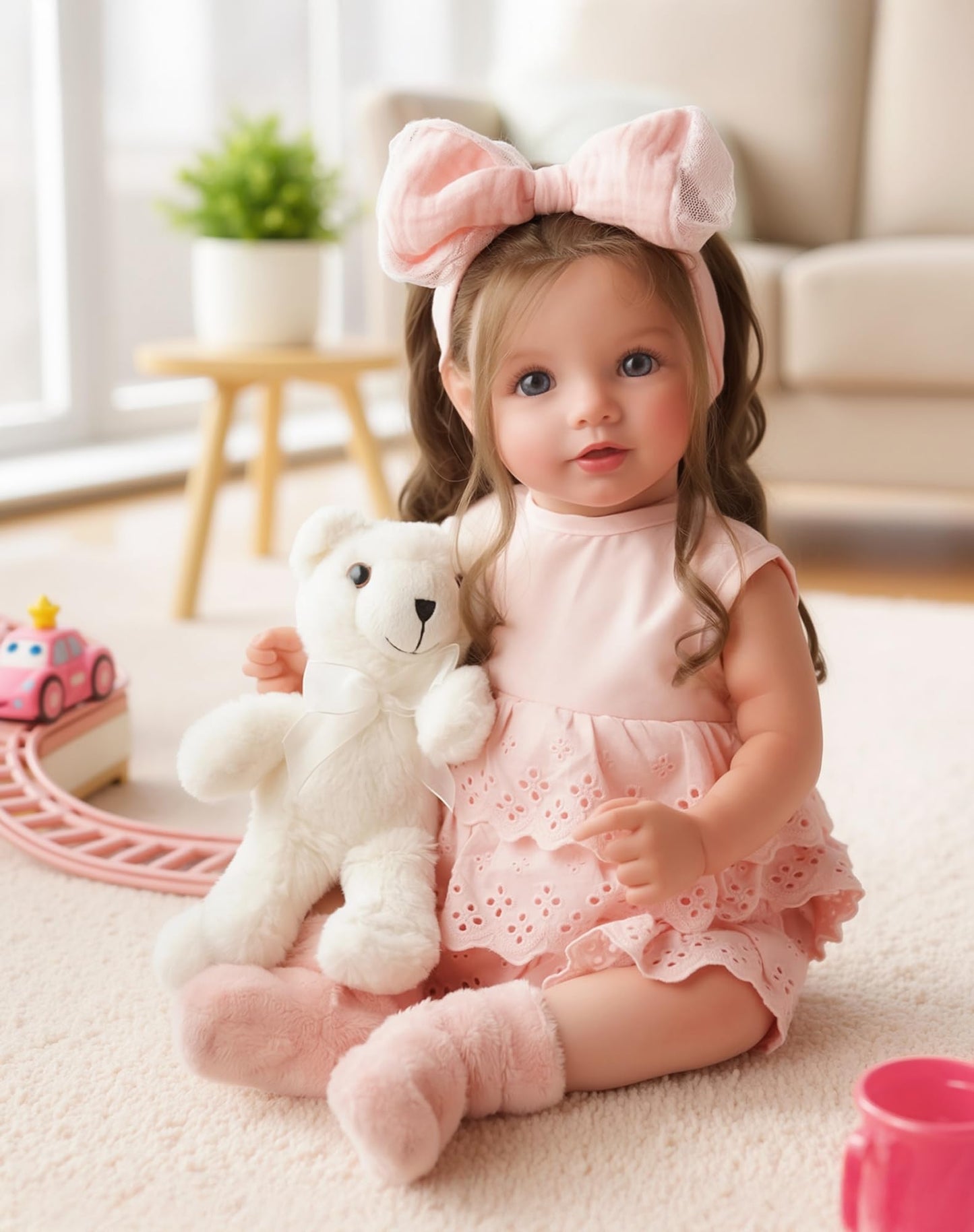 BABESIDE Dara 20-Inch Lifelike Reborn Baby Doll – Brown-Haired Girl with Accessories