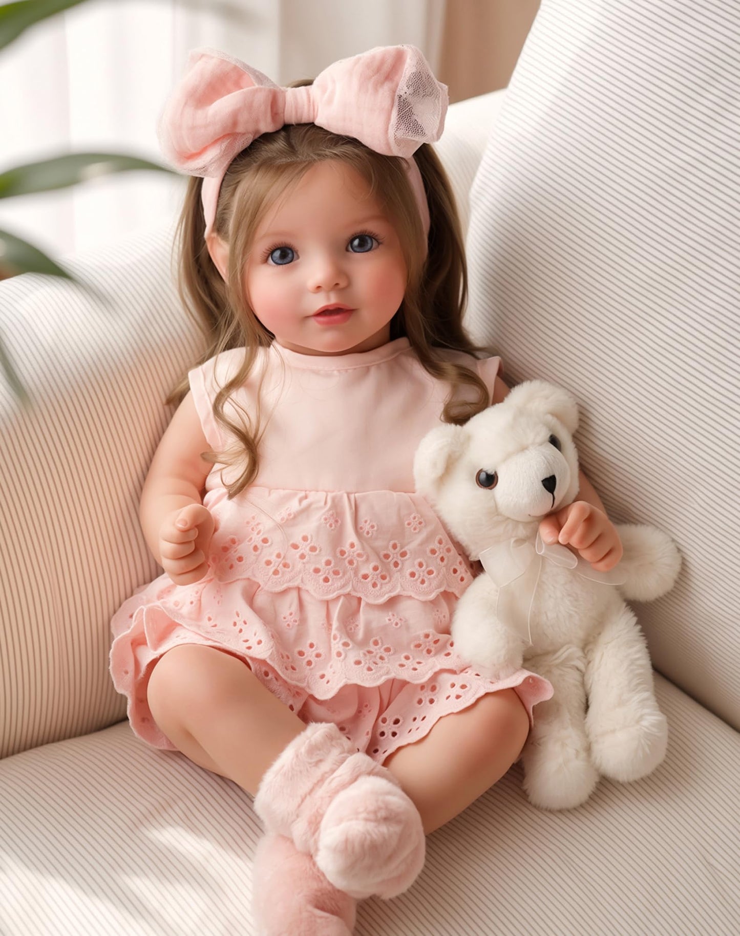 BABESIDE Dara 20-Inch Lifelike Reborn Baby Doll – Brown-Haired Girl with Accessories