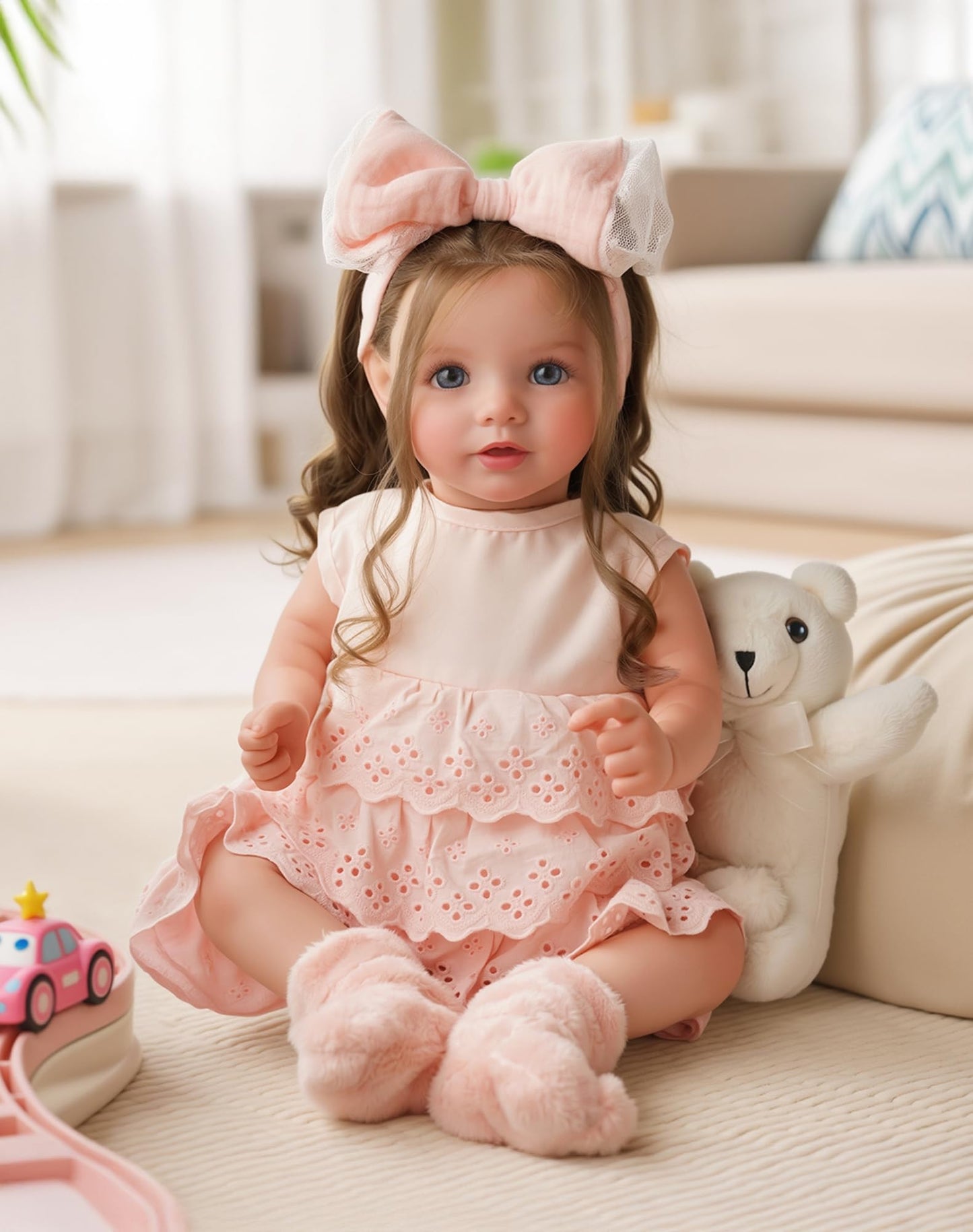 BABESIDE Dara 20-Inch Lifelike Reborn Baby Doll – Brown-Haired Girl with Accessories