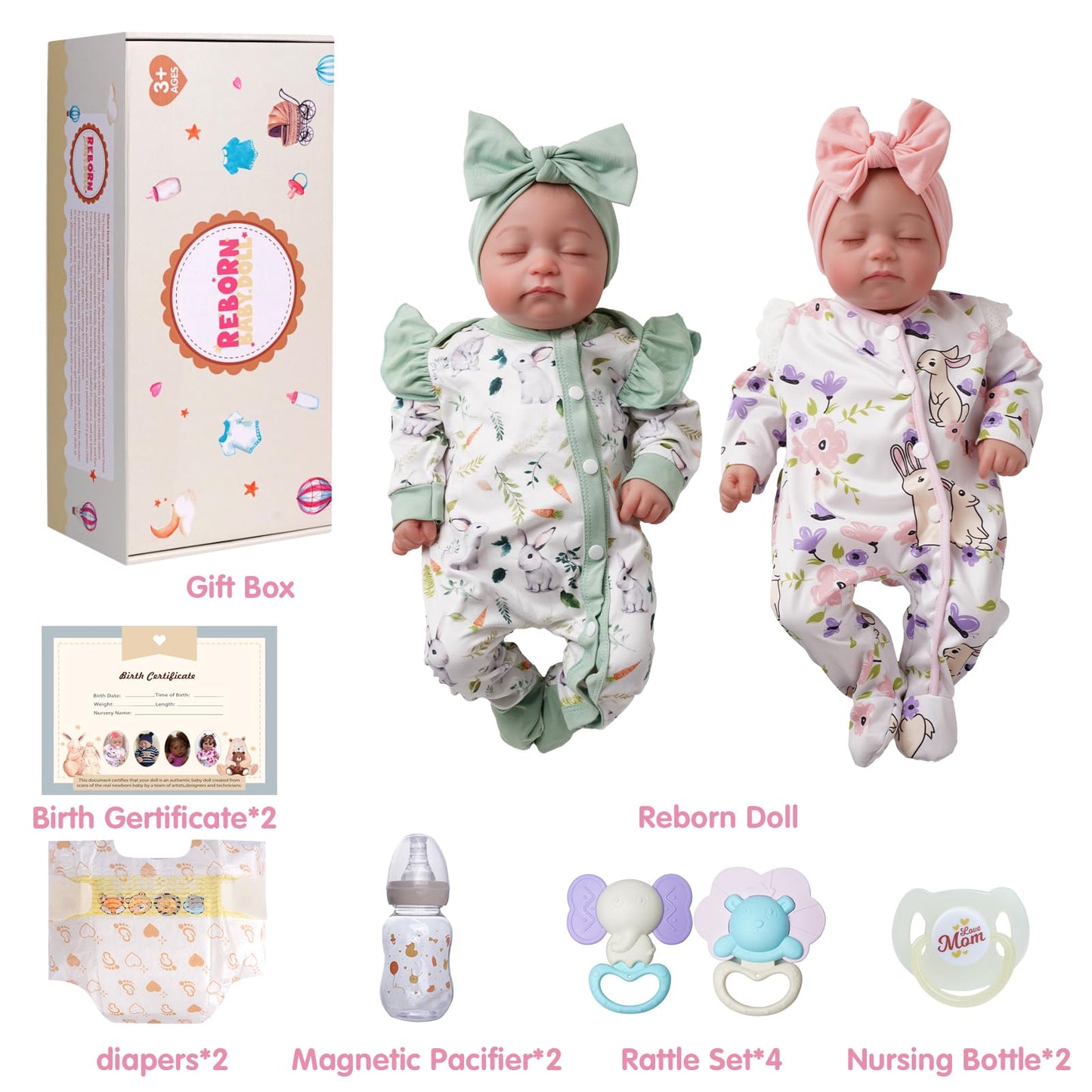 BABESIDE Lifelike Twins Dolls – 20-Inch Realistic Reborn Baby Twins with Accessories (3+)
