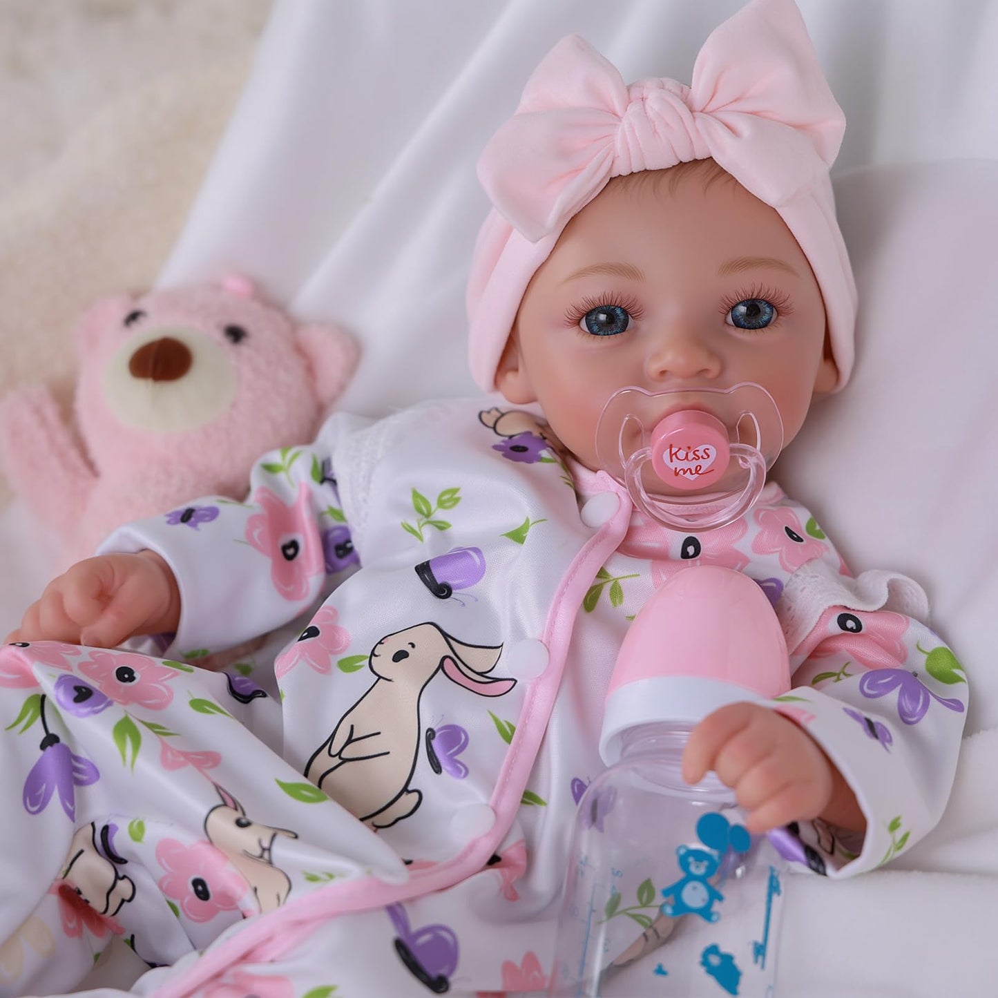 BABESIDE 18-Inch Reborn Baby Doll Girl – Realistic Silicone Doll with Bunny Outfit & Accessories
