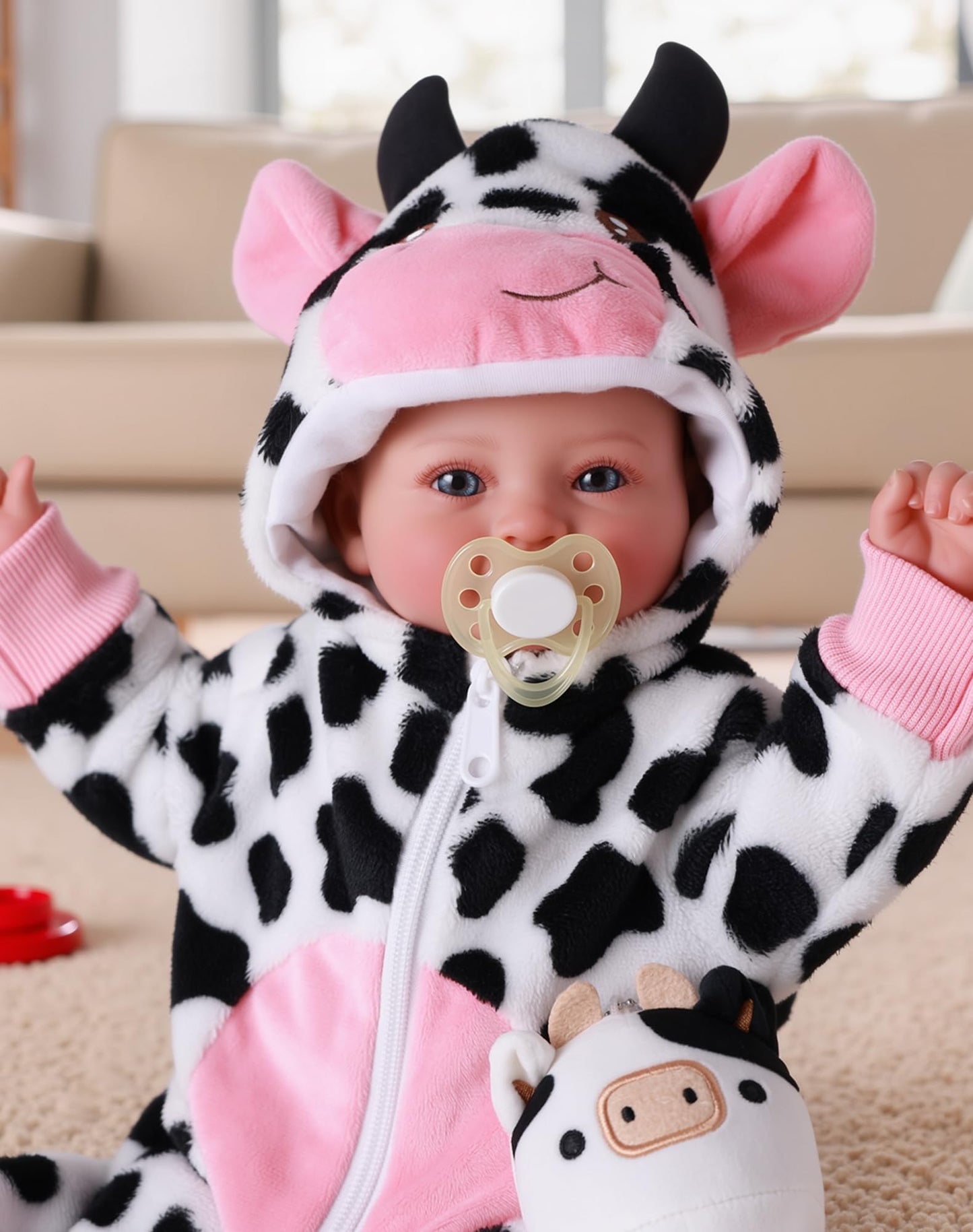 BABESIDE Baby Doll Girl - 17-Inch Realistic Doll with Cow Outfit for Ages 3+