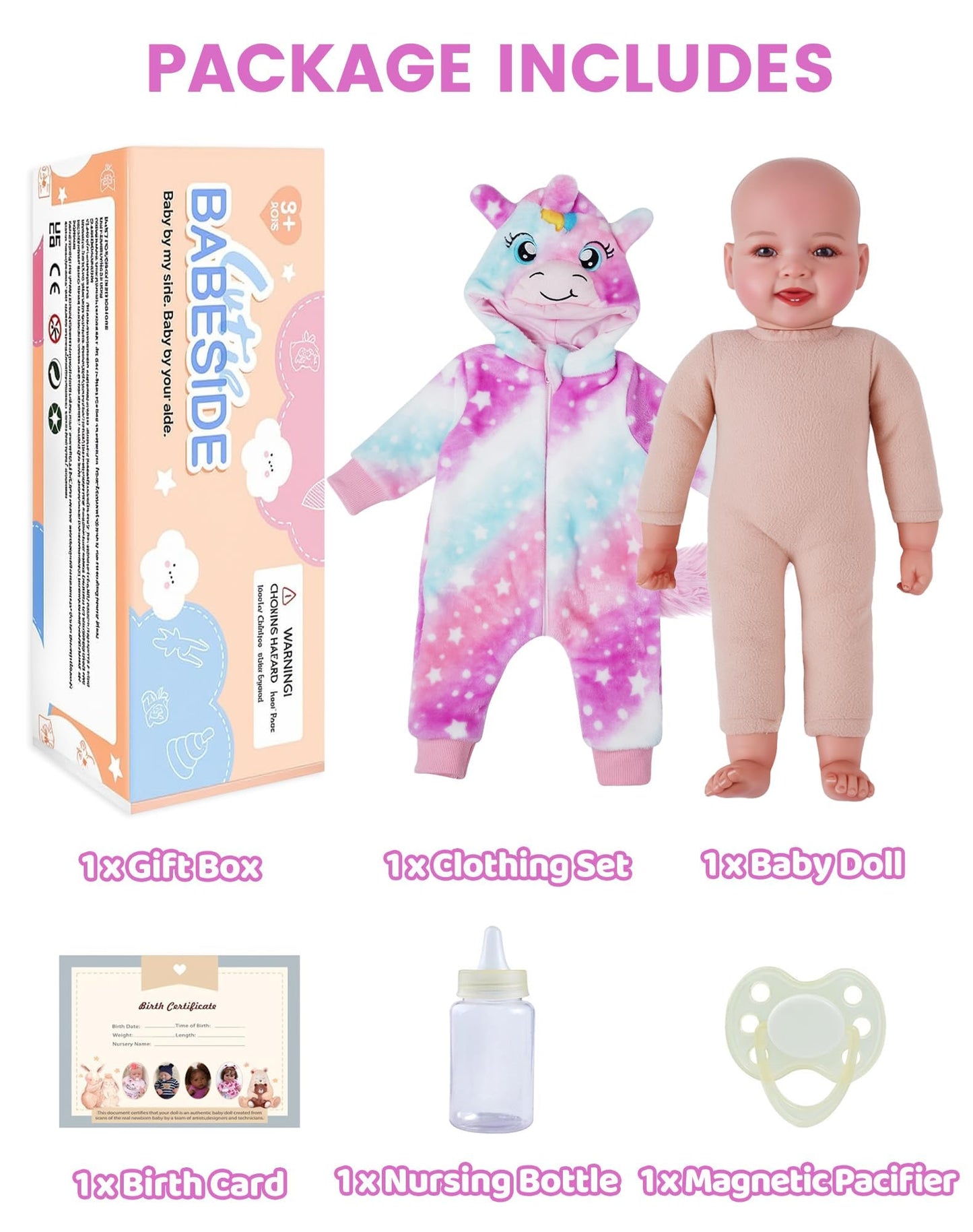 BABESIDE 17-Inch Realistic Soft-Body Baby Doll with Accessories | Gift for 3+