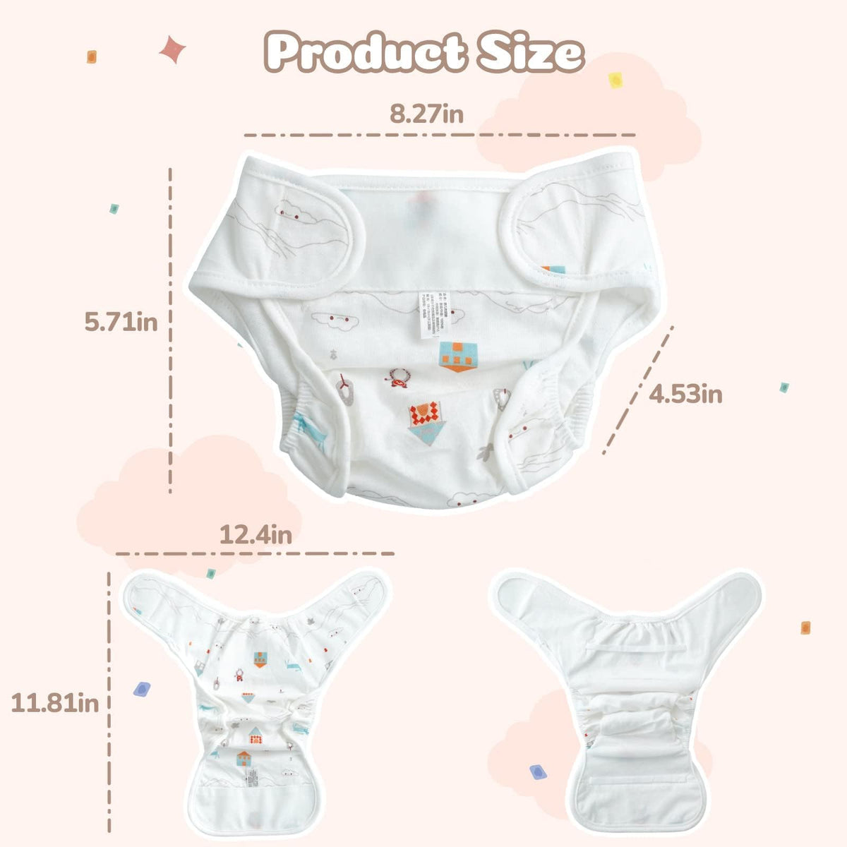 BABESIDE 4-Piece Reusable Doll Diapers for 17–24 Inch Dolls | Fits Reborn Baby Dolls