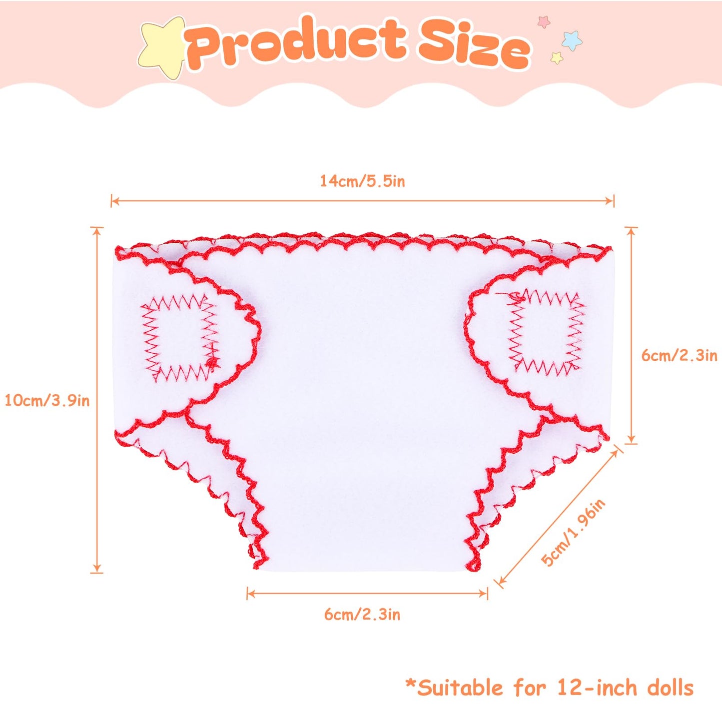 BABESIDE 6-Pack Doll Diapers for 12-15 Inch Dolls – Reusable & Washable