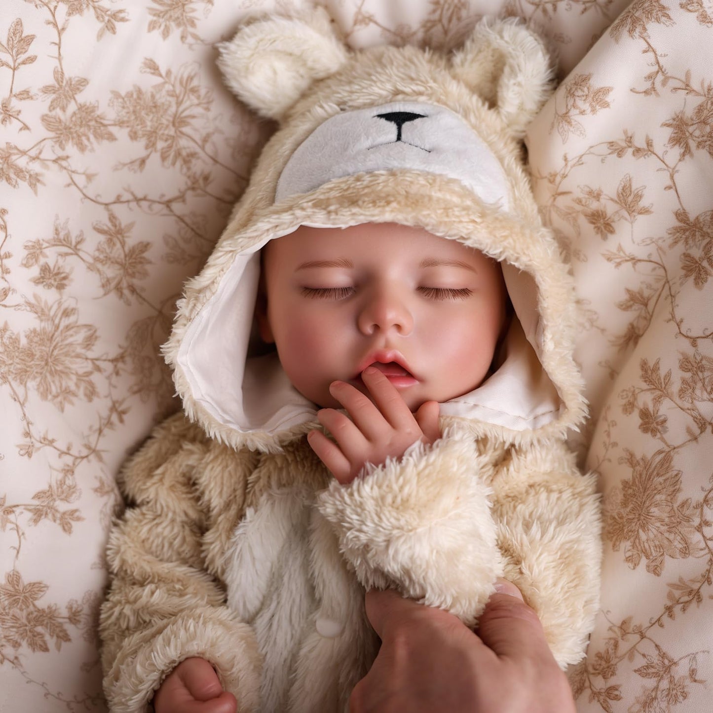 BABESIDE Drink & Wet Reborn Baby Doll – 17'' Realistic Sleeping Newborn in Soft Vinyl with Bear Outfit