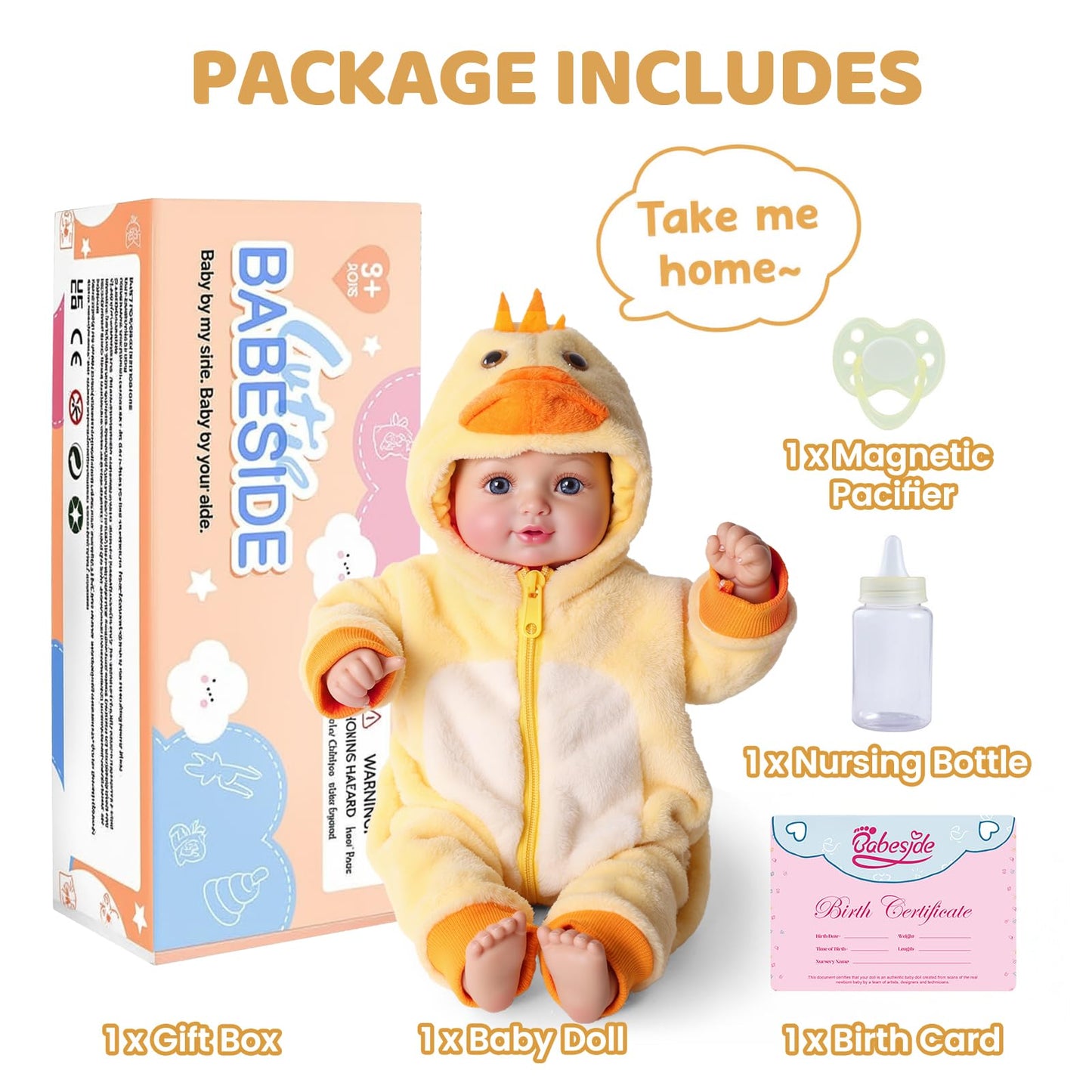 BABESIDE Value 5-Piece Realistic Baby Doll Set | 15-Inch Soft Body Doll & Accessories
