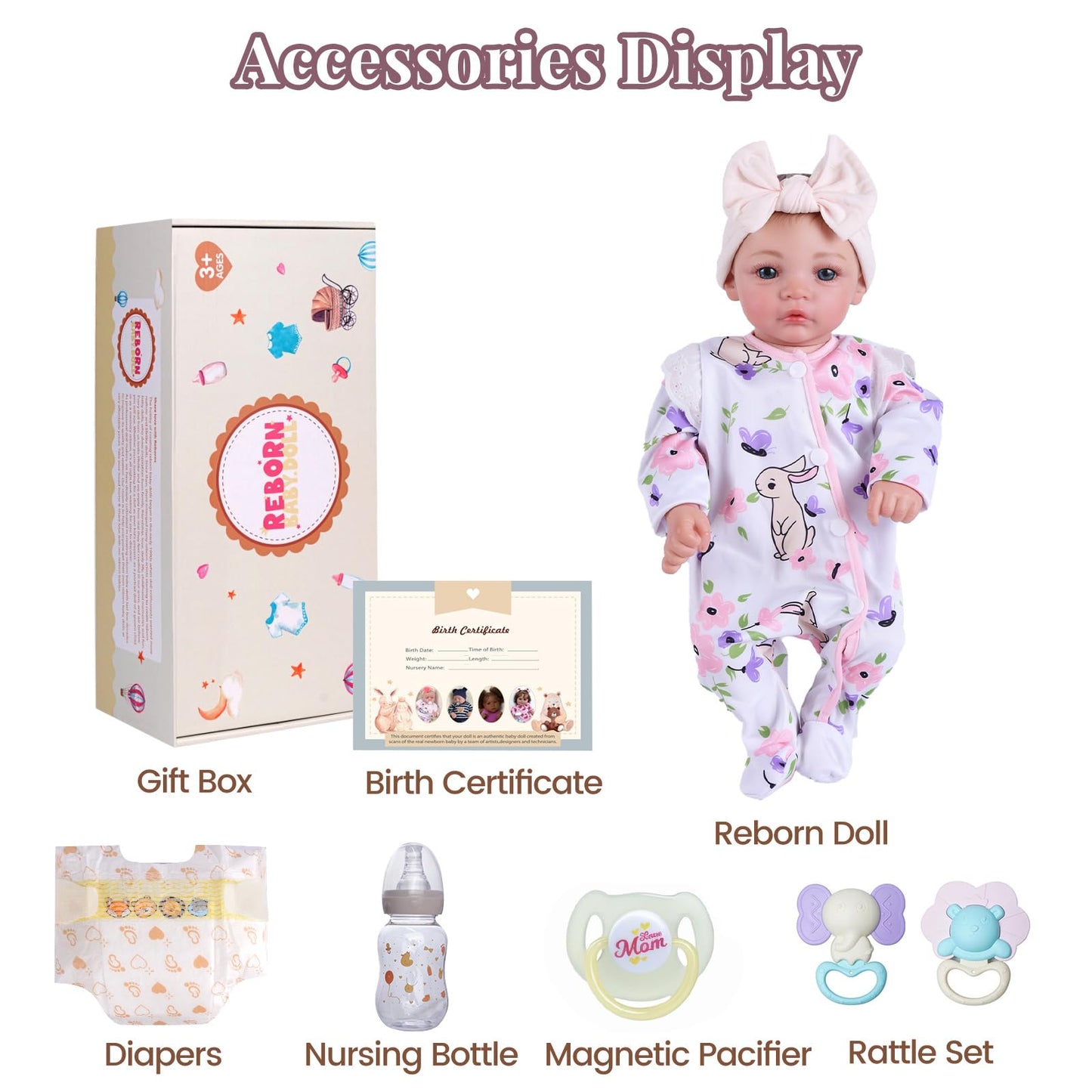 BABESIDE 18-Inch Reborn Baby Doll Girl – Realistic Silicone Doll with Bunny Outfit & Accessories