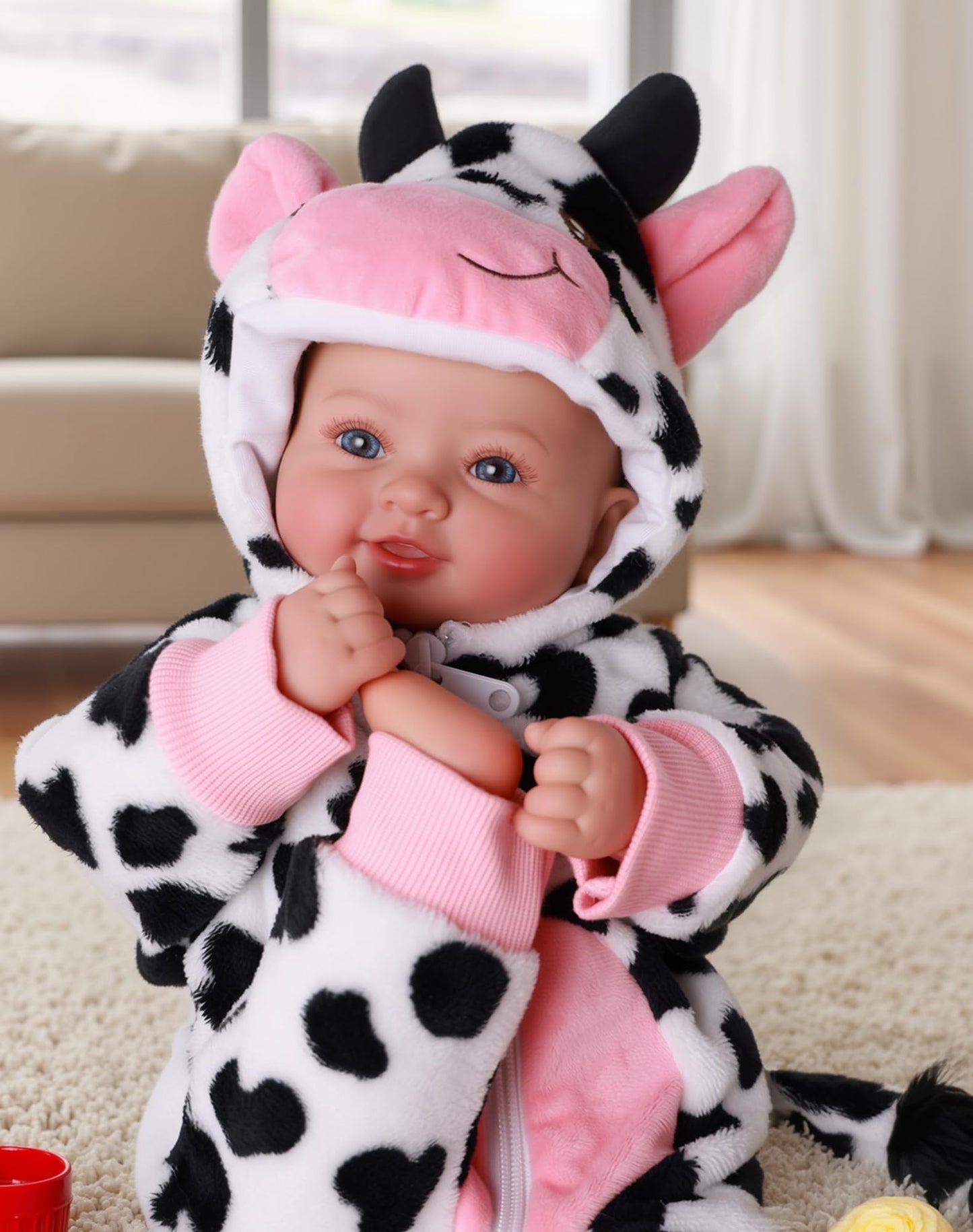 BABESIDE Baby Doll Girl - 17-Inch Realistic Doll with Cow Outfit for Ages 3+