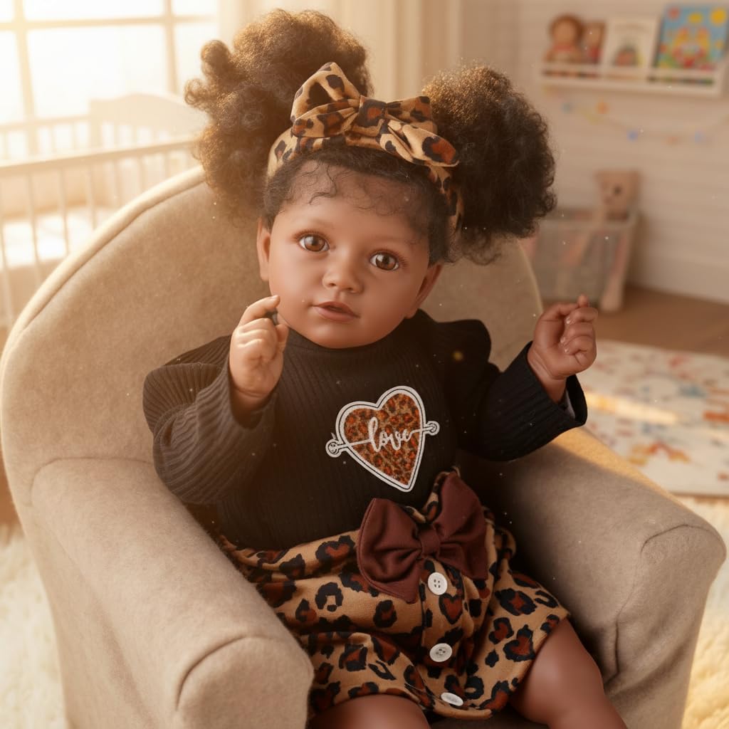 BABESIDE Lifelike Reborn Baby Doll – 20-Inch African American Girl with Cloth Body