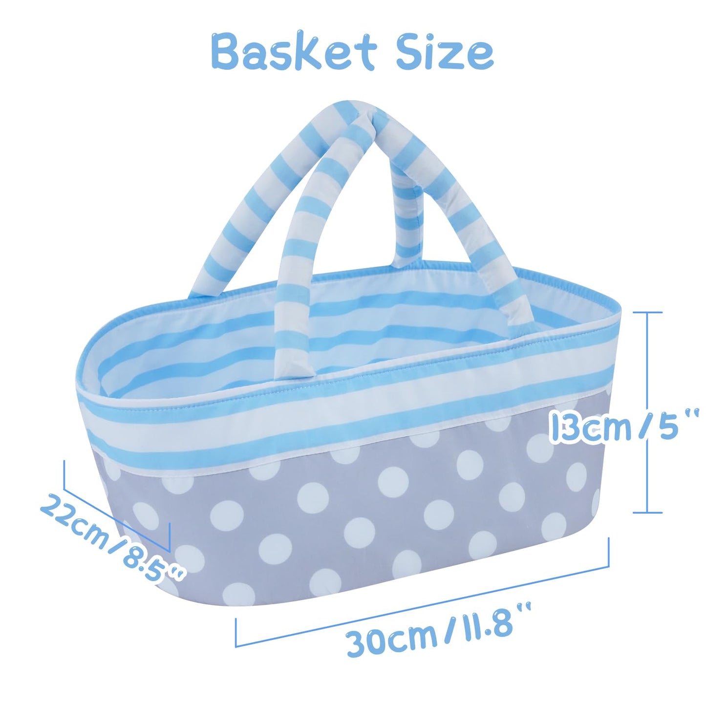 BABESIDE 8 Pcs Doll Clothes Set with Bassinet for 8-12 Inch Dolls, Blue