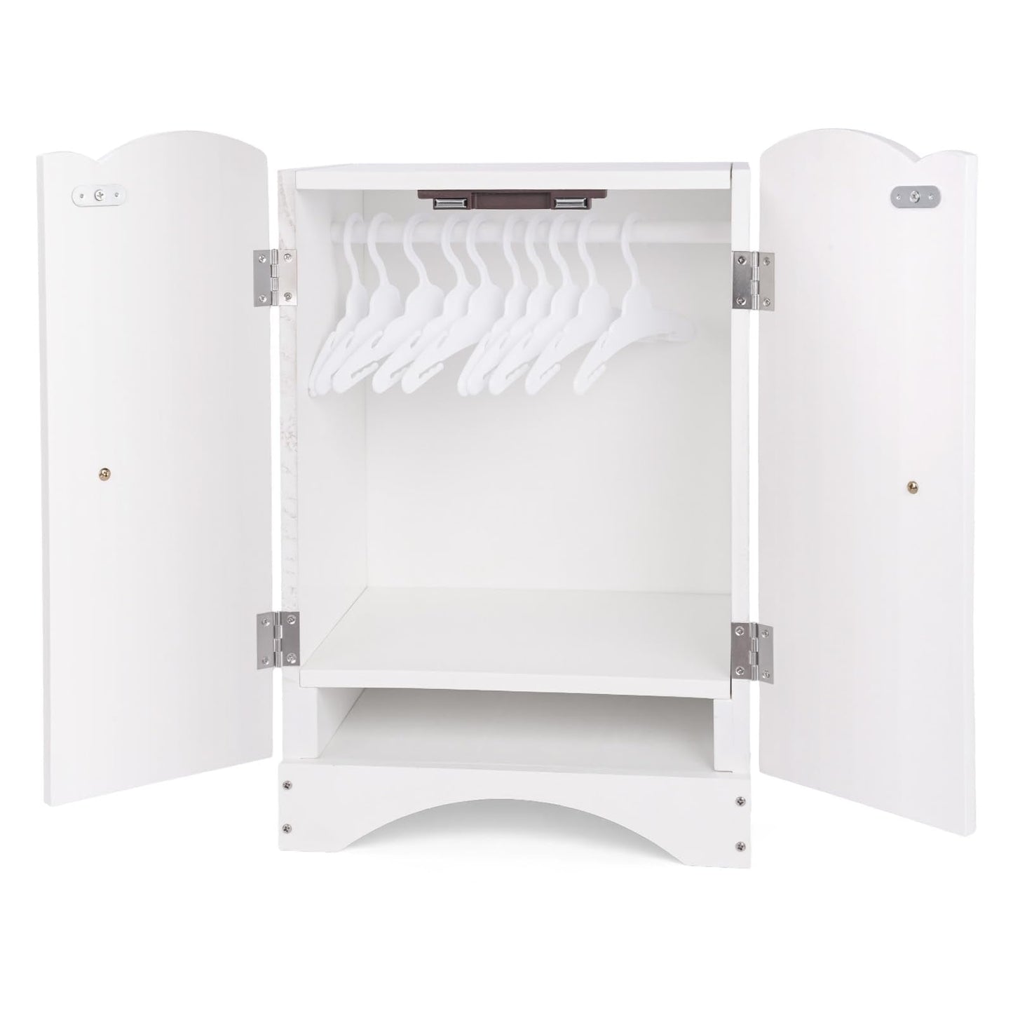 BABESIDE Wooden Doll Closet for 12-16 Inch Dolls | Wardrobe with 10 Hangers