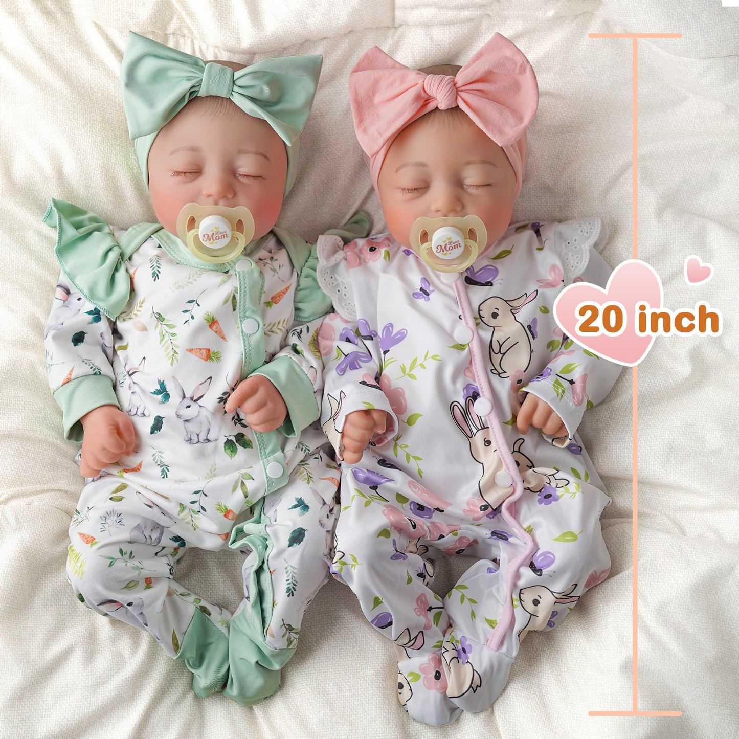 BABESIDE Lifelike Twins Dolls – 20-Inch Realistic Reborn Baby Twins with Accessories (3+)